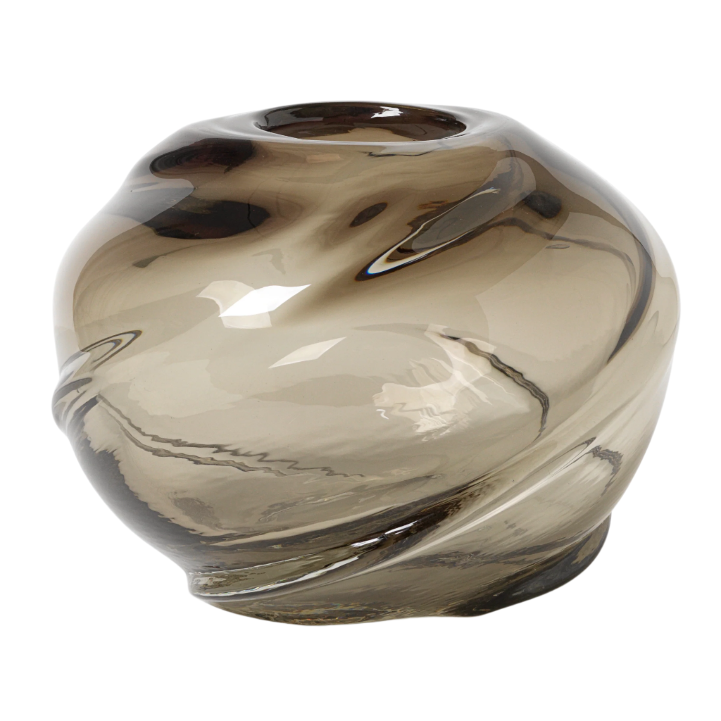 WATER ROUND SWIRL vase dark gray