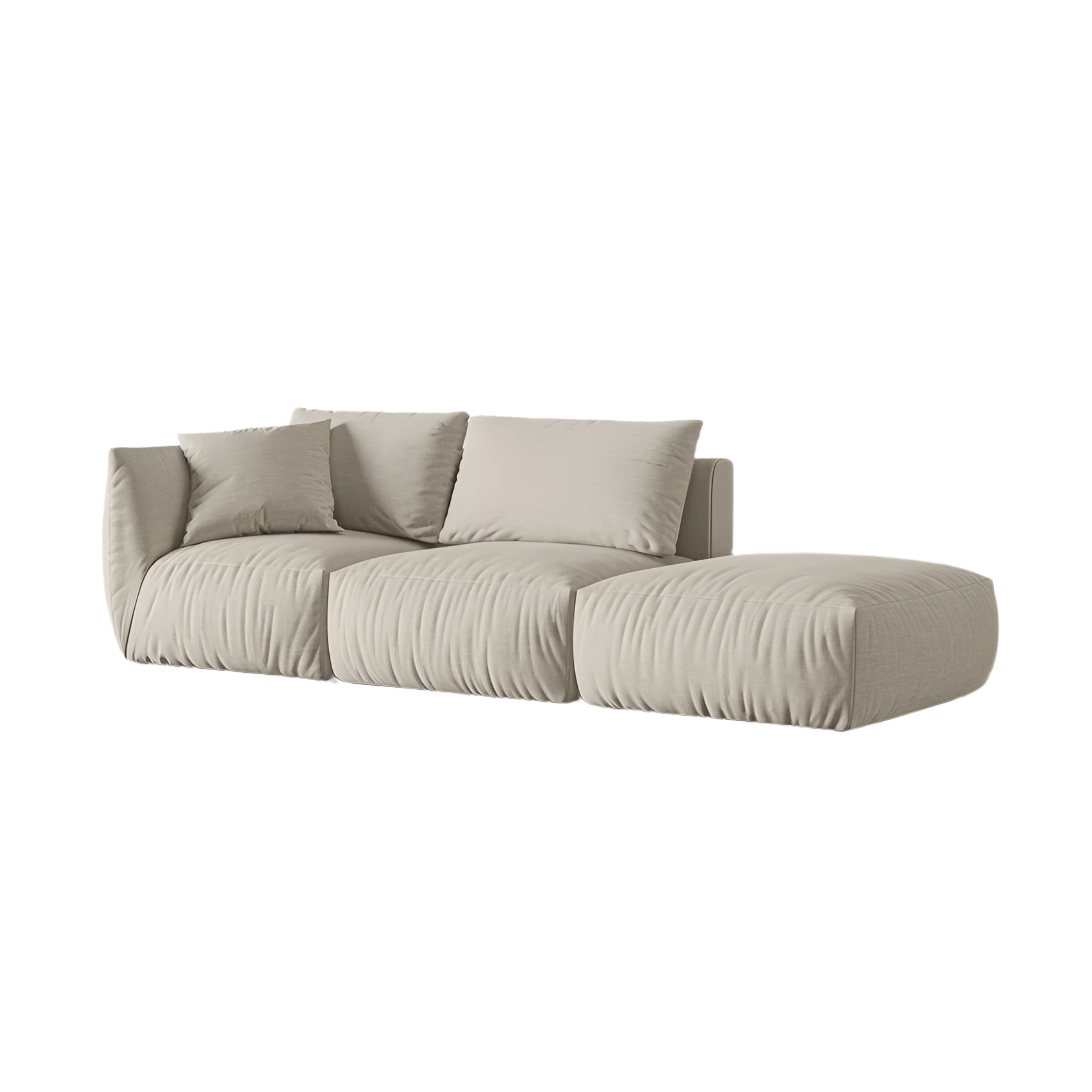 Modulares 3-Sitzer-Sofa rechts CHRIS cremefarbener Chenille
