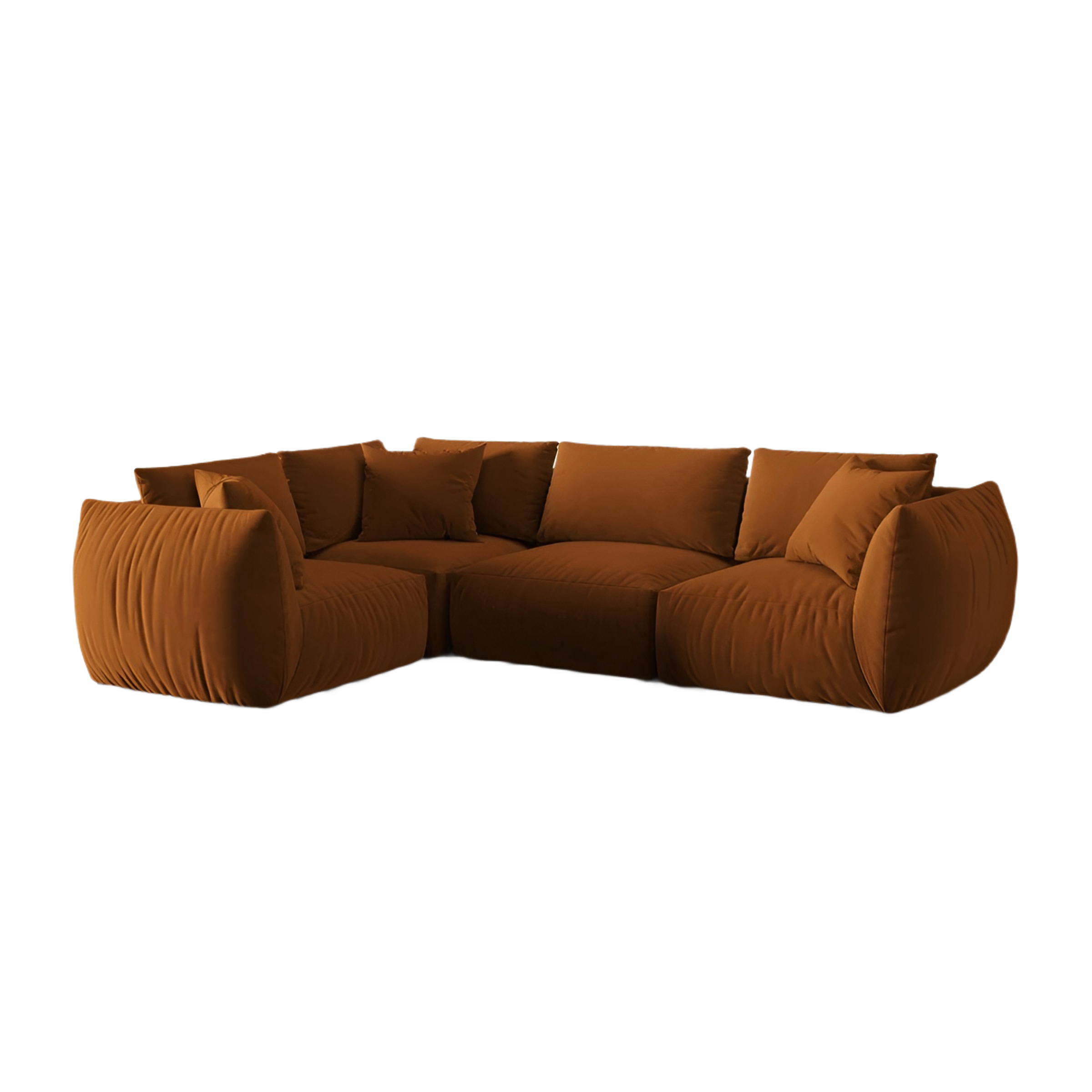 Velvet corner sofa for 4 people, left-sided CHRIS terracotta