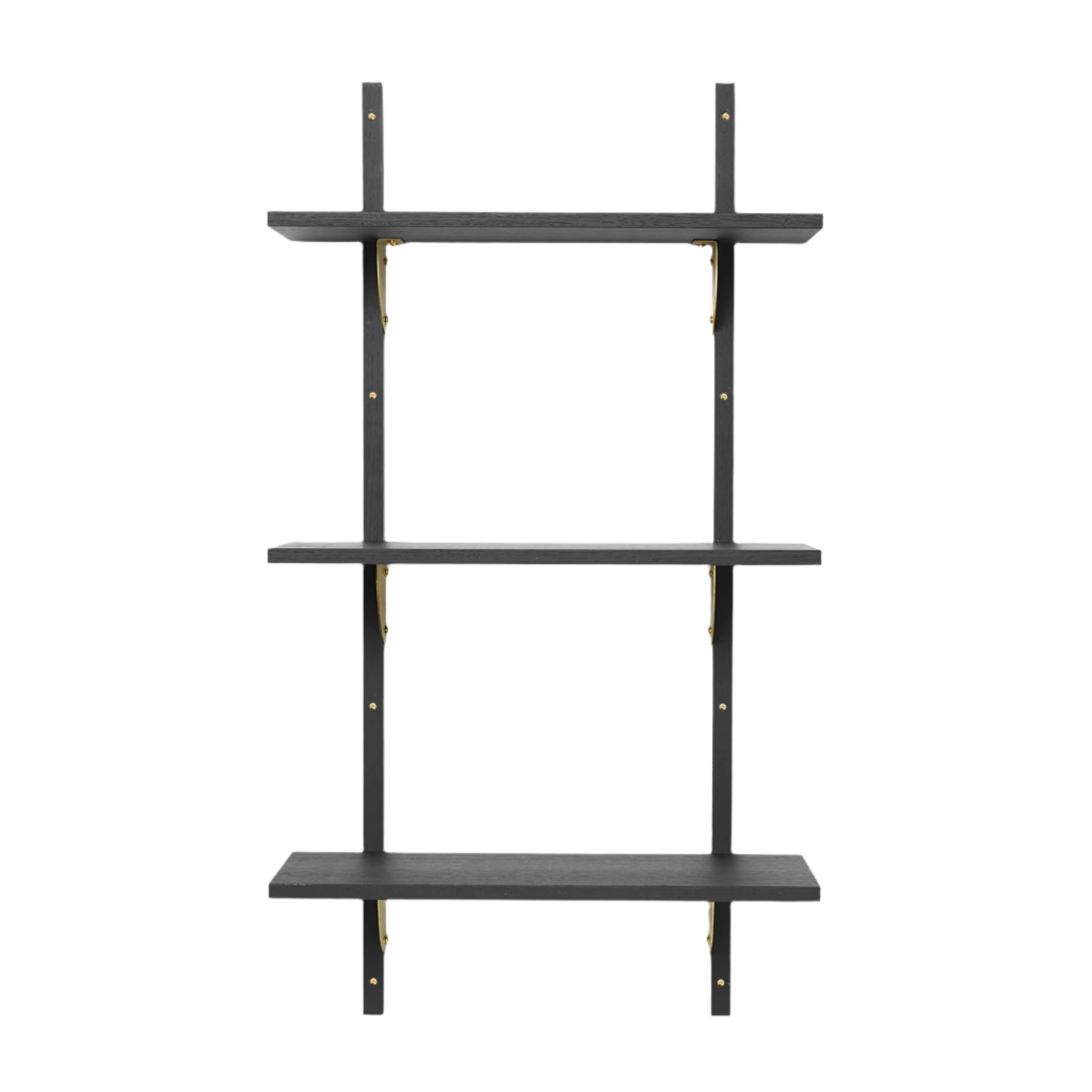 SECTOR TRIPLE NARROW Regal, schwarzes Eschenfurnier mit Messing-Finish