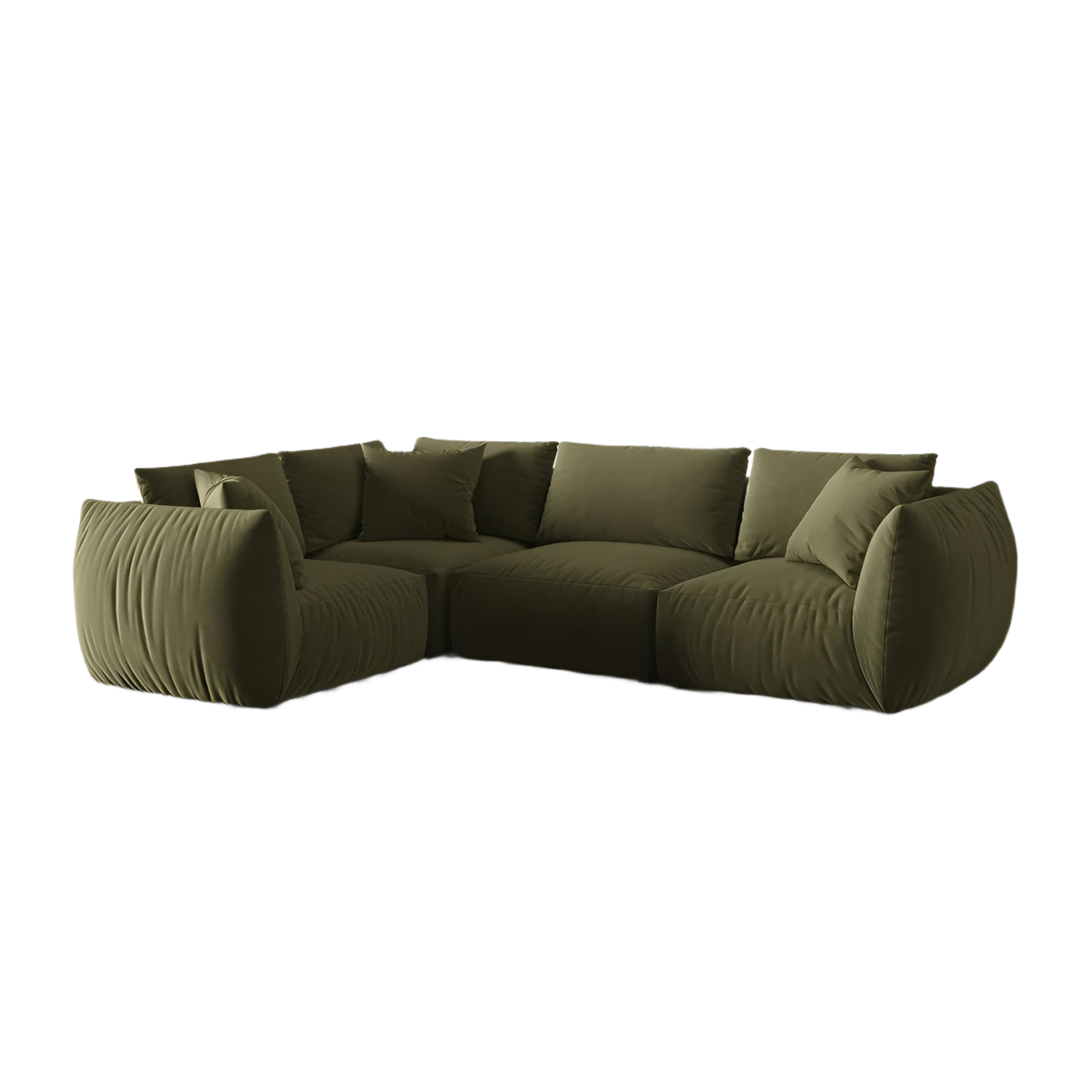 Velvet corner sofa for 4 people, left-sided CHRIS in light green