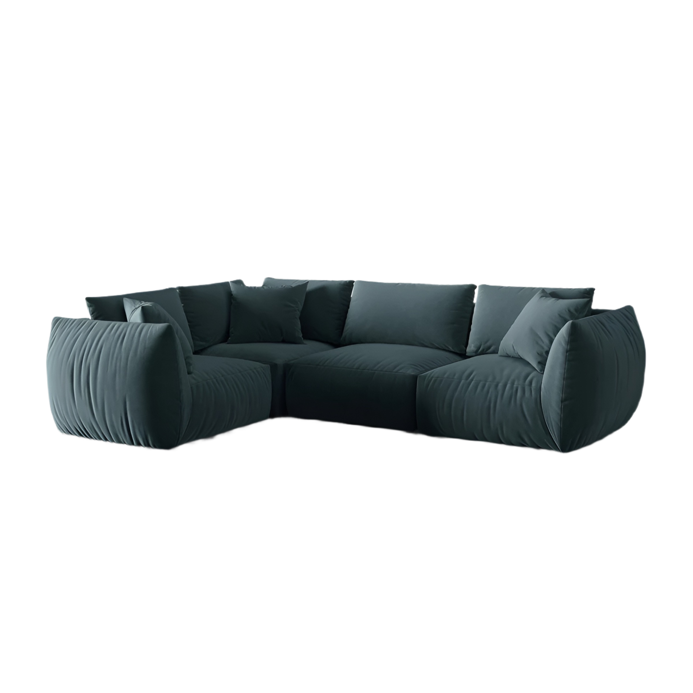 Velvet corner sofa for 4 people, left-sided CHRIS light blue