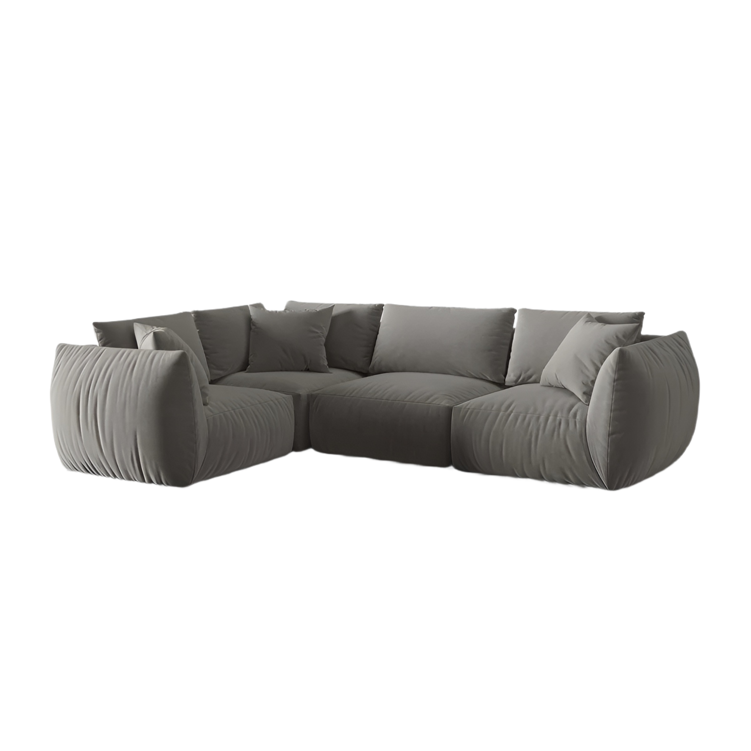 Samt-Ecksofa für 4 Personen links CHRIS grau