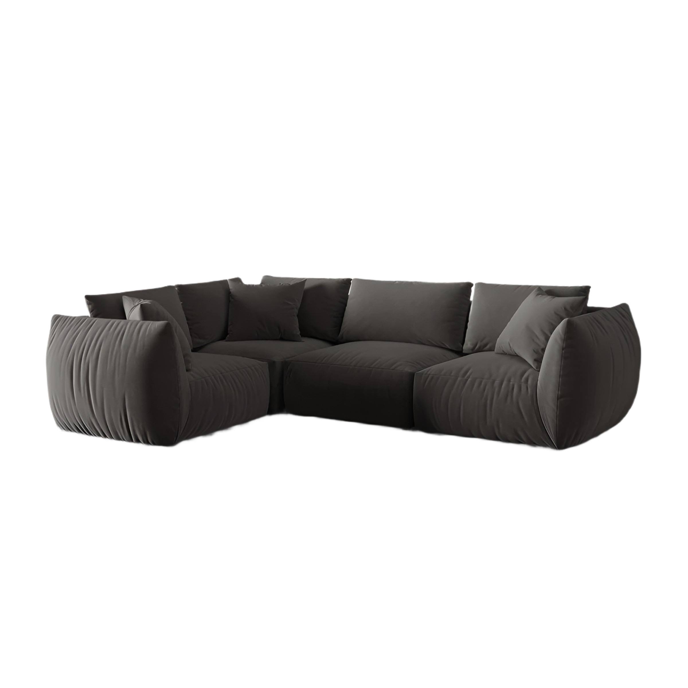 Velvet corner sofa for 4 people, left-sided CHRIS dark gray