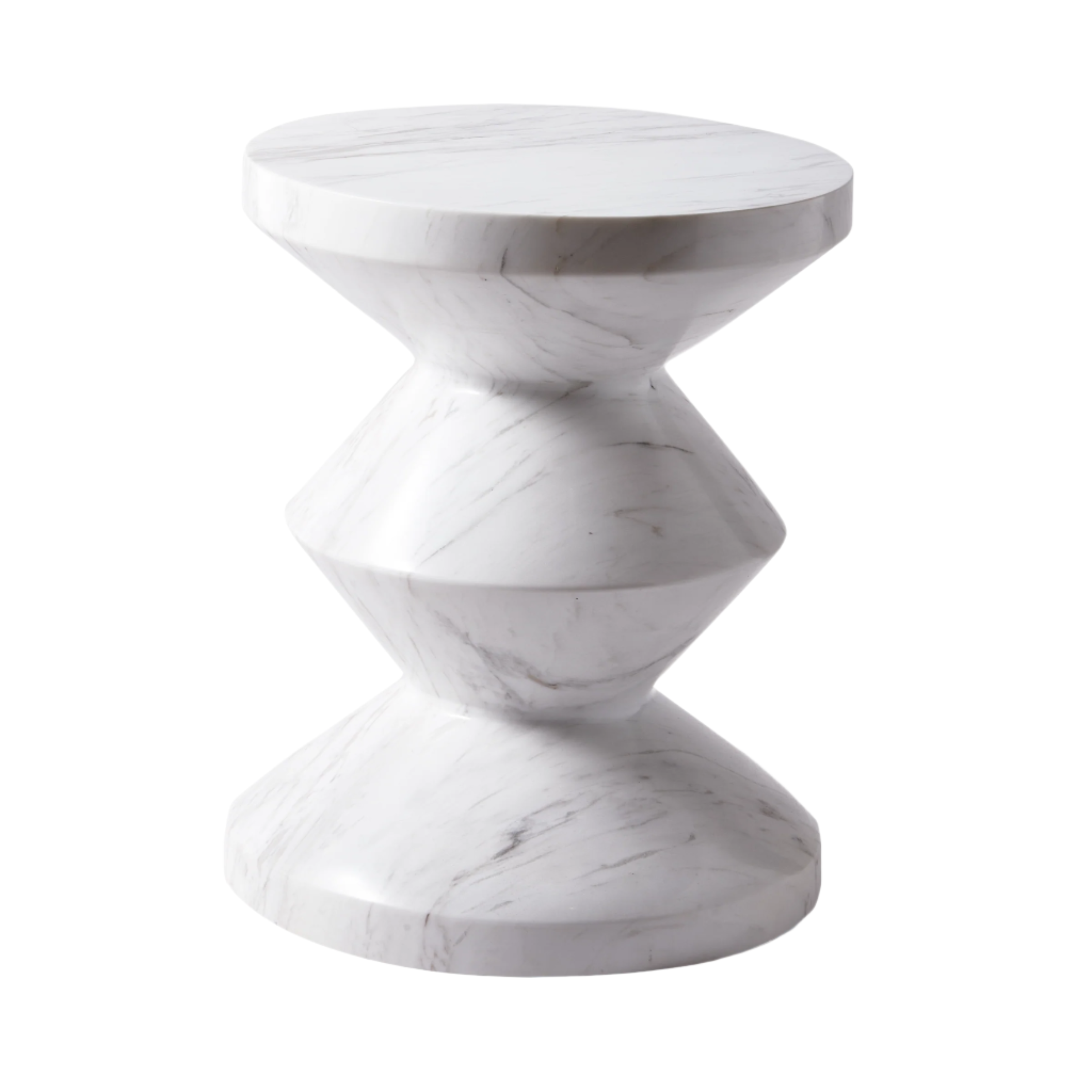 ZIG ZAG Hocker aus weißem Marmor