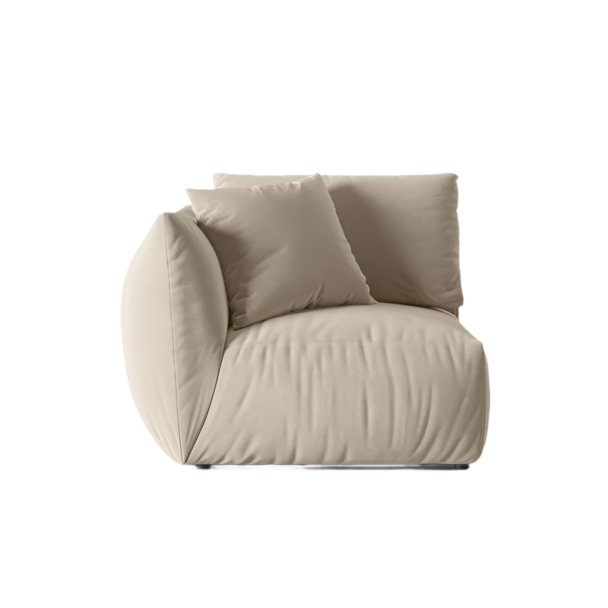 Modulares Samtsofa CHRIS - linkes Element ecru
