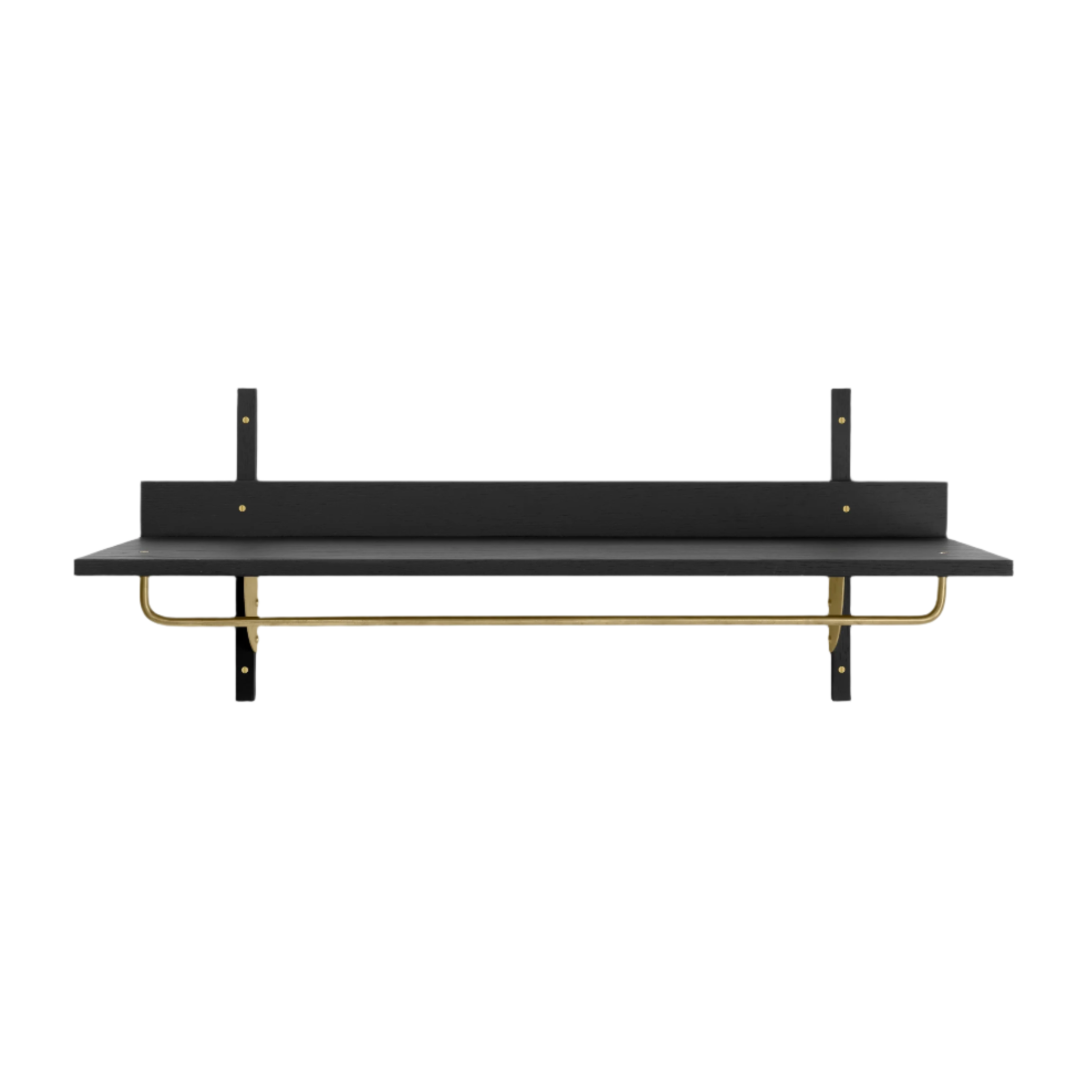 SECTOR RACK SHELF Regal mit Aufhänger, schwarzes Eschenfurnier mit Messing-Finish