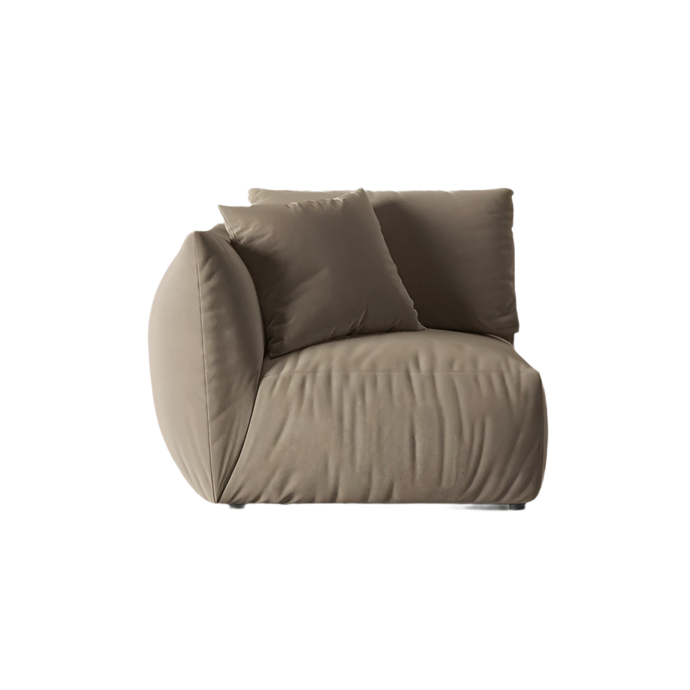 Modulares Samtsofa CHRIS - linkes Element in Hellbraun
