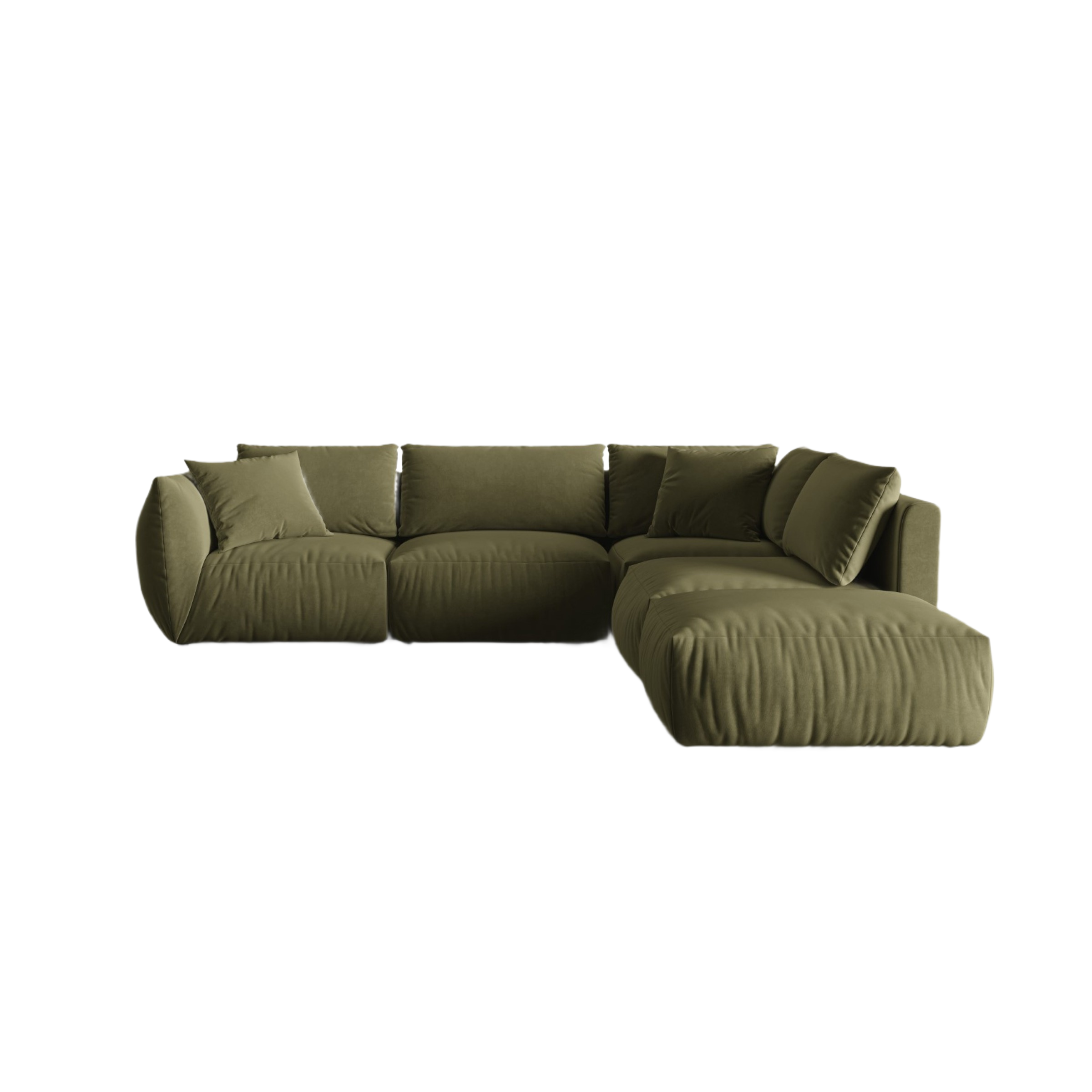 Modulares Samtsofa für 4 Personen, rechtsseitig, CHRIS in Hellgrün