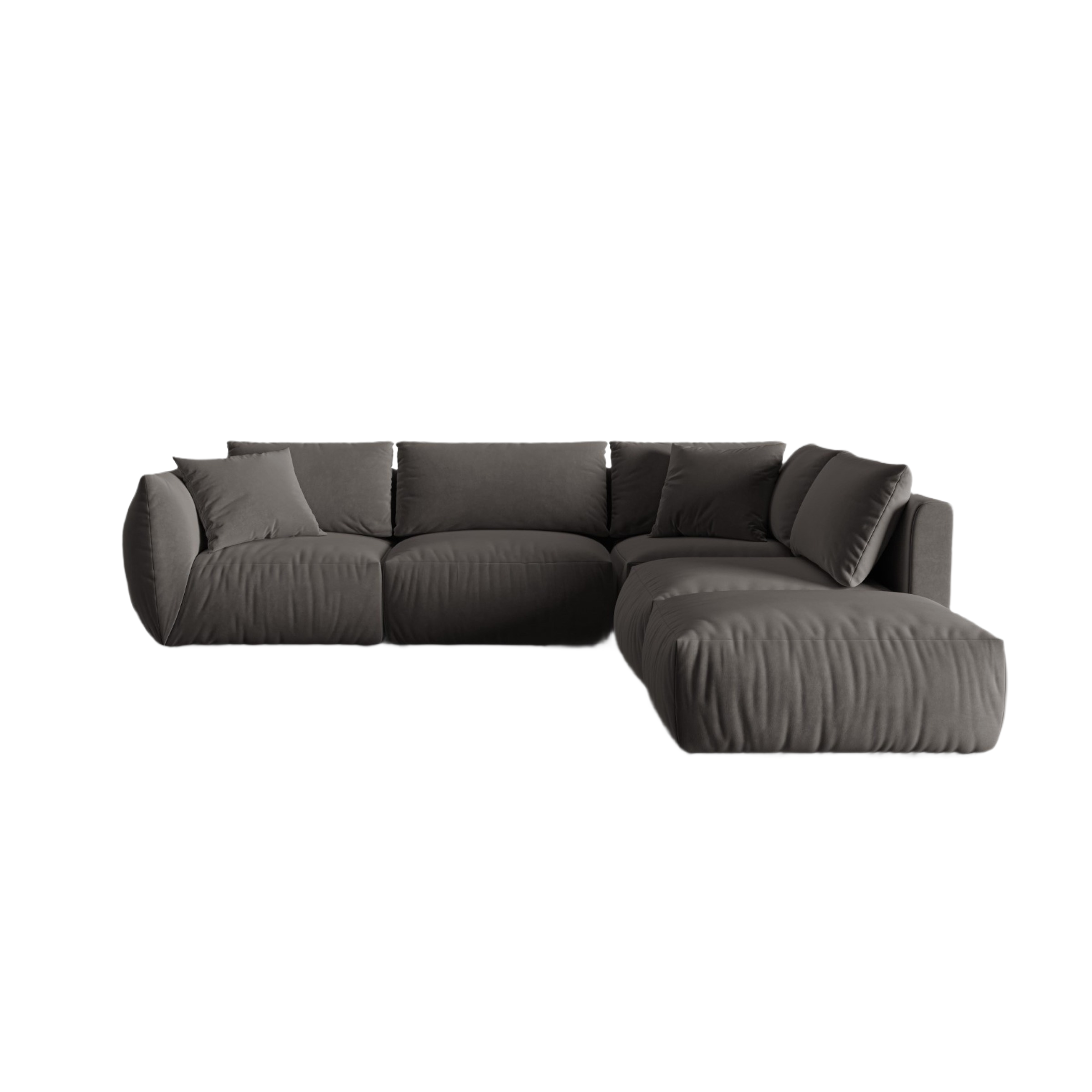 Modulares Samtsofa für 4 Personen, rechtsseitig, CHRIS, dunkelgrau