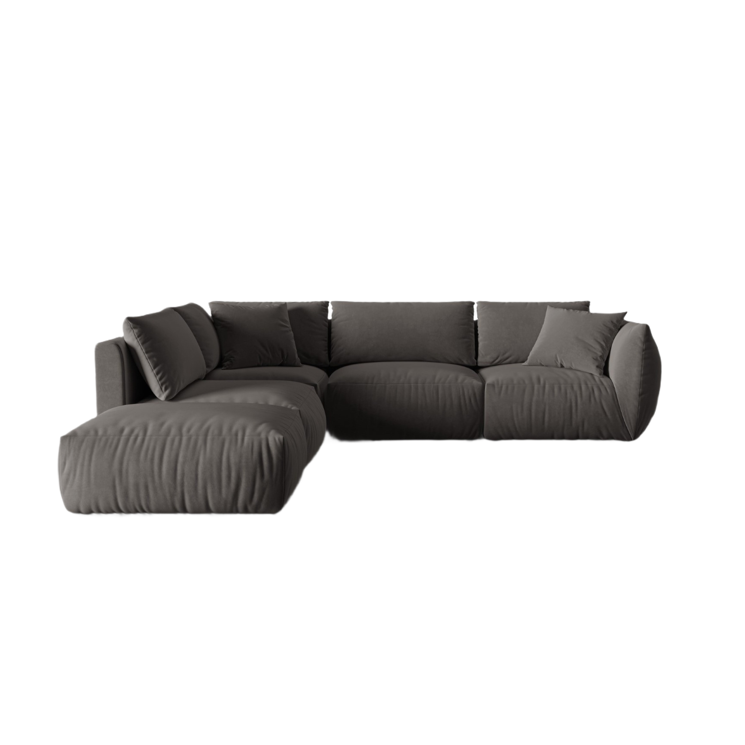Modulares Samtsofa für 4 Personen, linksseitig, CHRIS, dunkelgrau