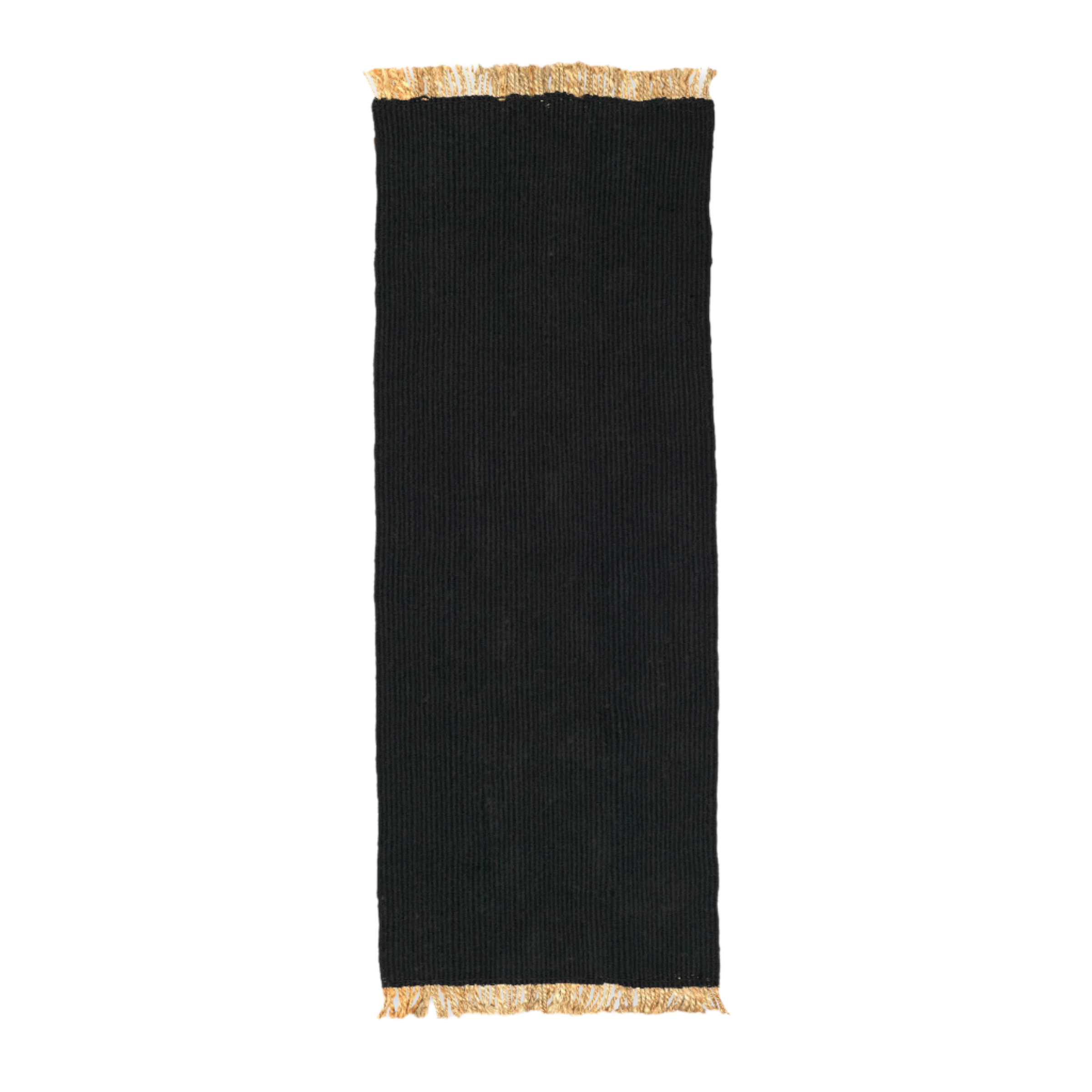 BLOCK RUNNER black runner with beige fringes