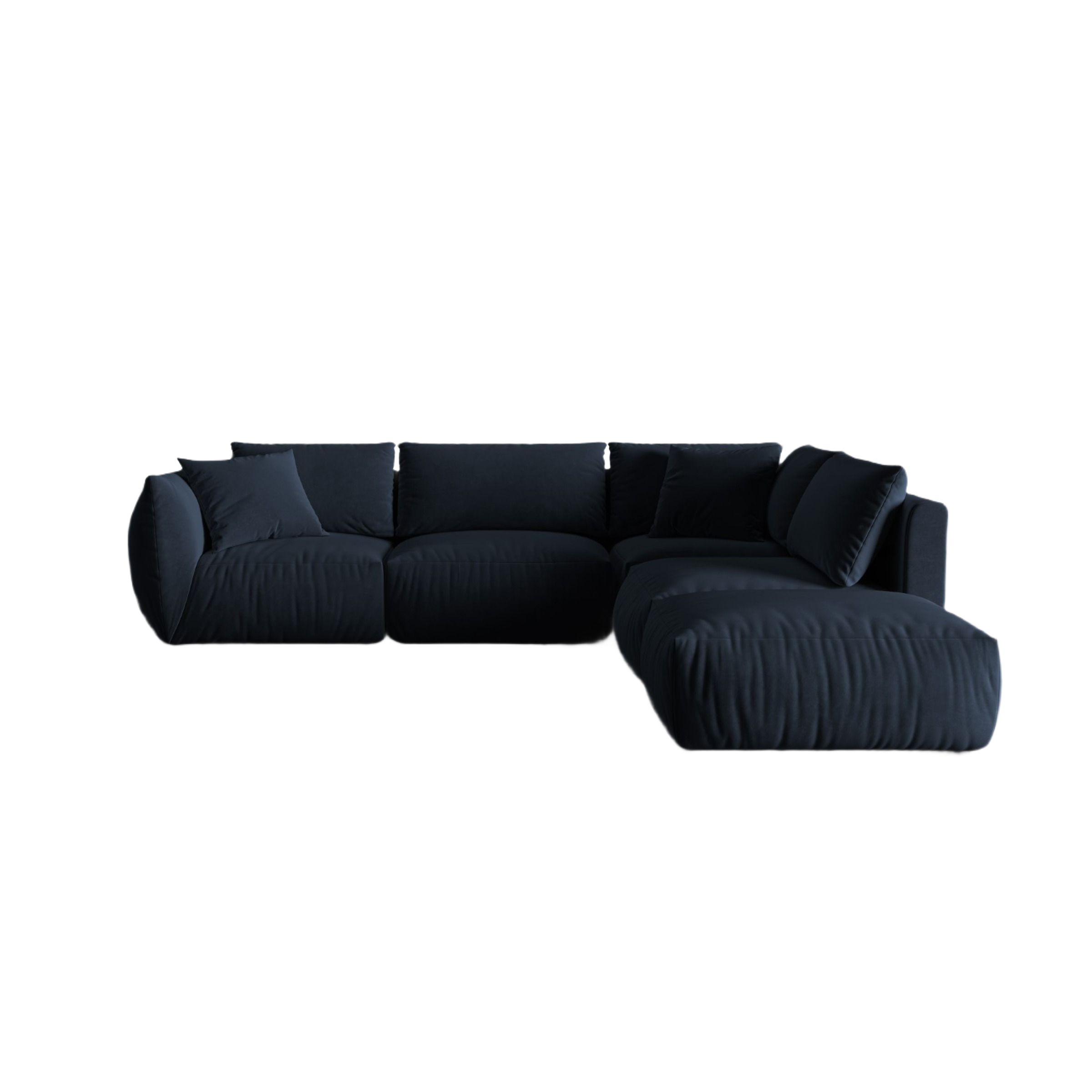 Modulares Samtsofa für 4 Personen, rechtsseitig, CHRIS in königsblau