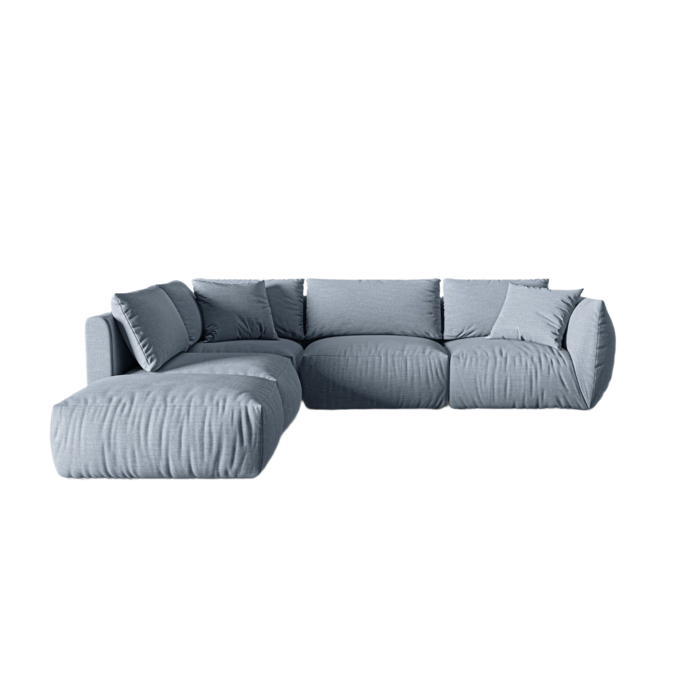 Left-facing modular corner sofa for 4 people CHRIS light blue chenille