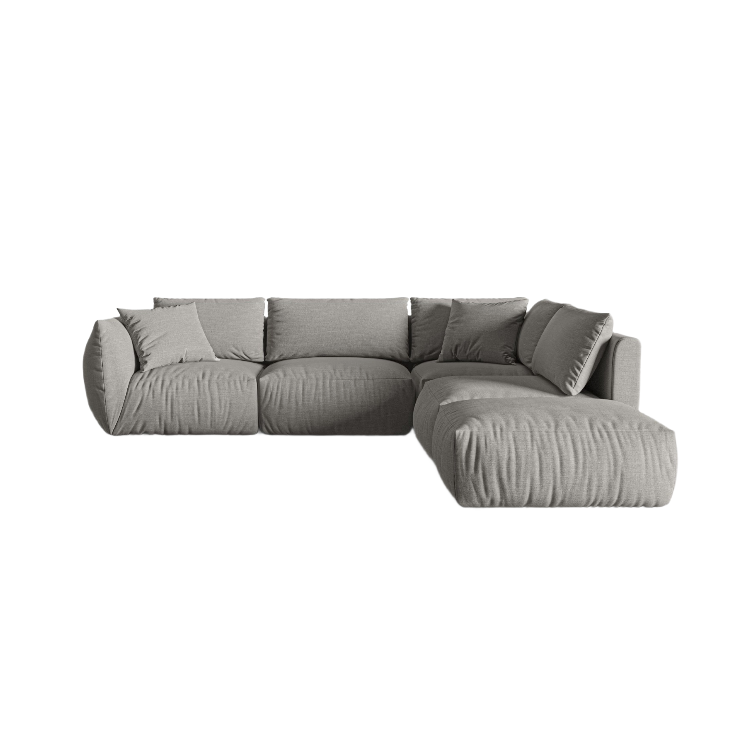 Modulares Ecksofa für 4 Personen rechts CHRIS graues Chenille