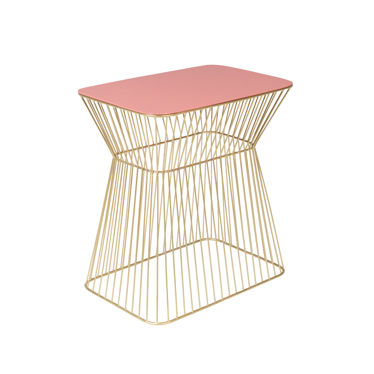NO OFFENCE side table light pink with a gold base