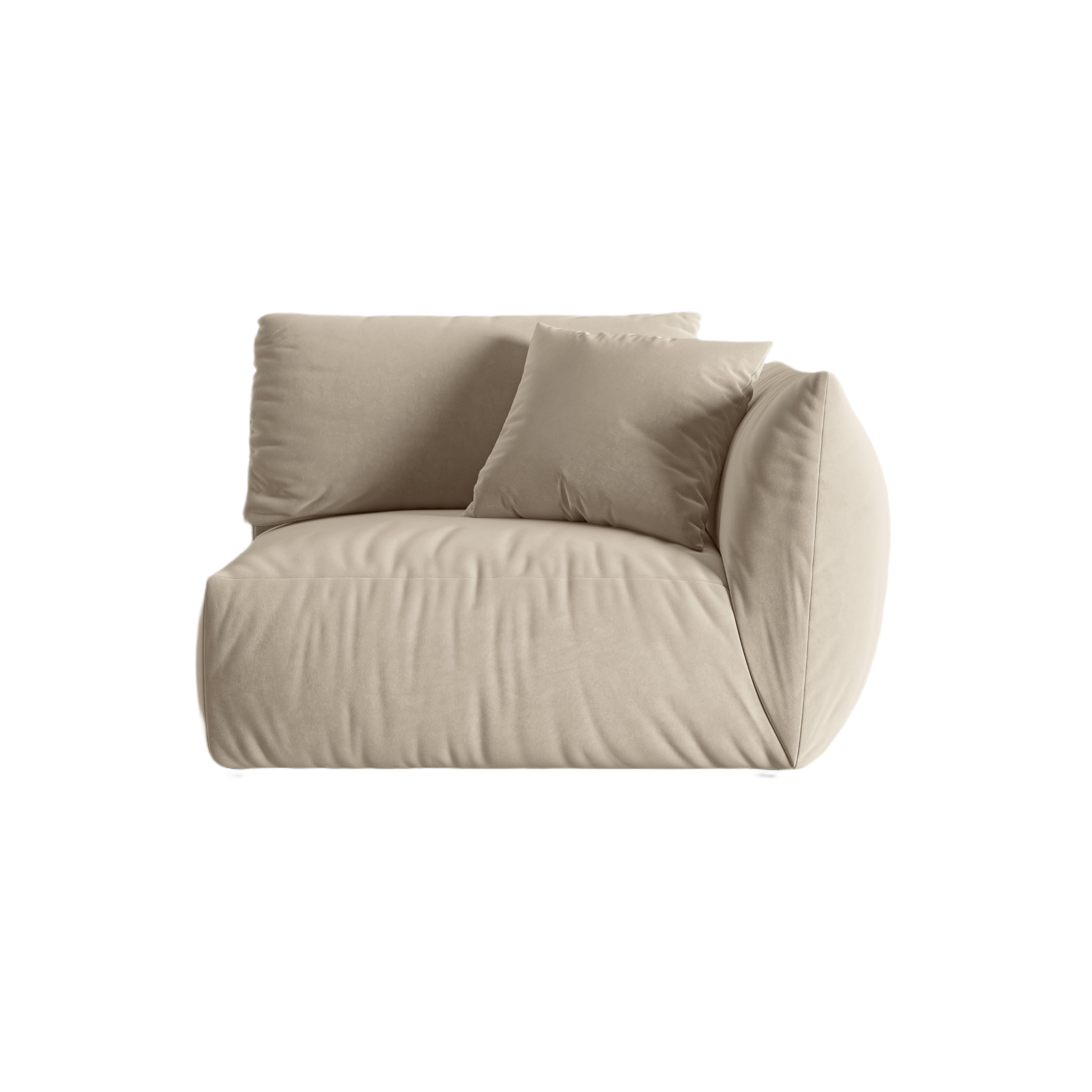 Modulares Samtsofa CHRIS - breites rechte Element ecru