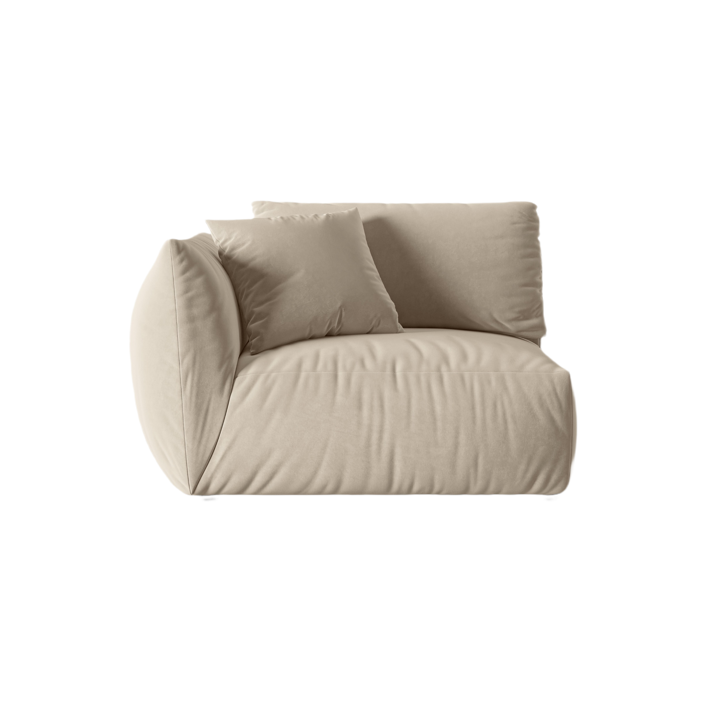 Modulares Samtsofa CHRIS - breites linkes Element ecru