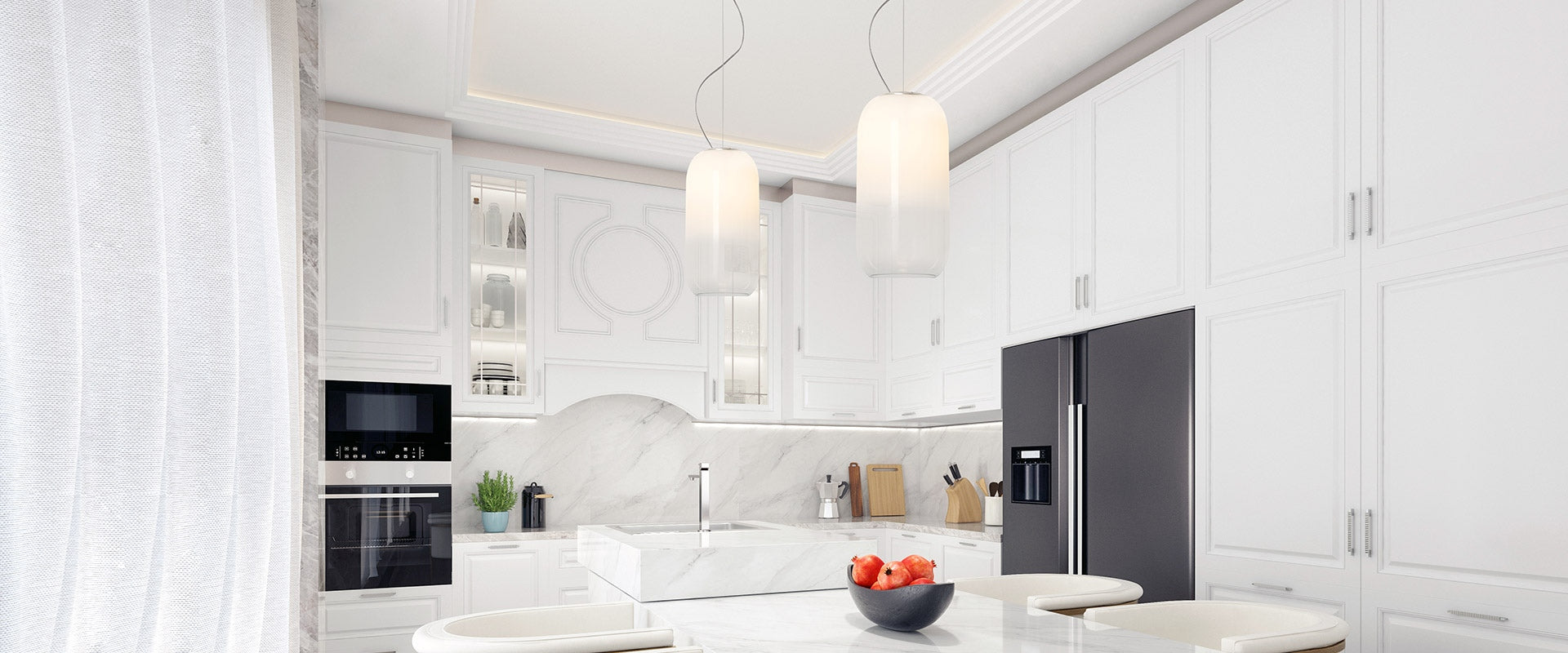 Pendelleuchte GOPLE weiß mit silbernem Finish