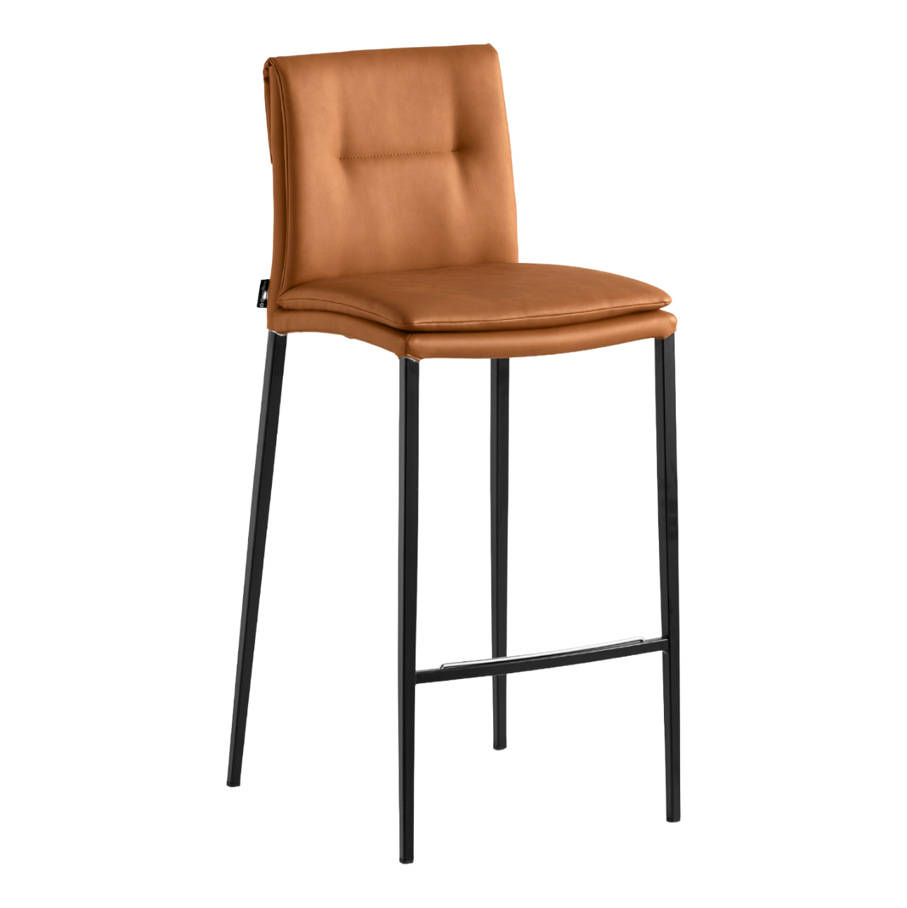 Upholstered bar stool CARMEN with black base