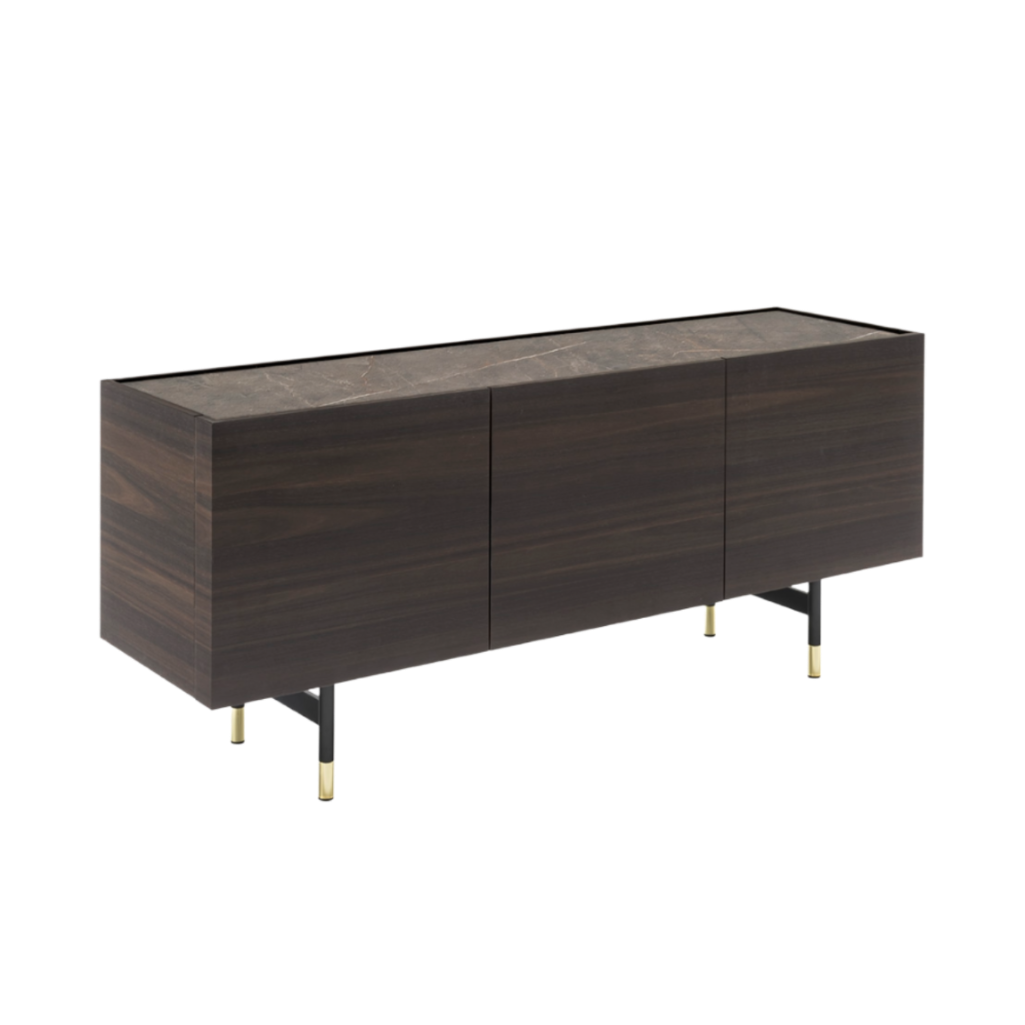 HORIZON Chest of Drawers dark wood with brown top