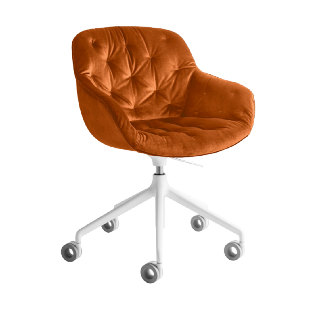 IGLOO upholstered quilted office chair with a white base