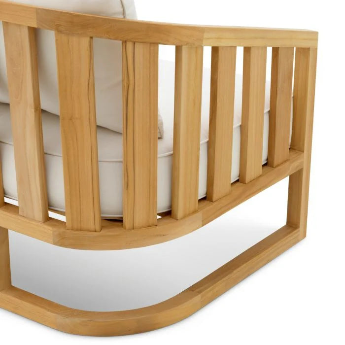 ARUBA Cream Outdoor Sofa with Wooden Base