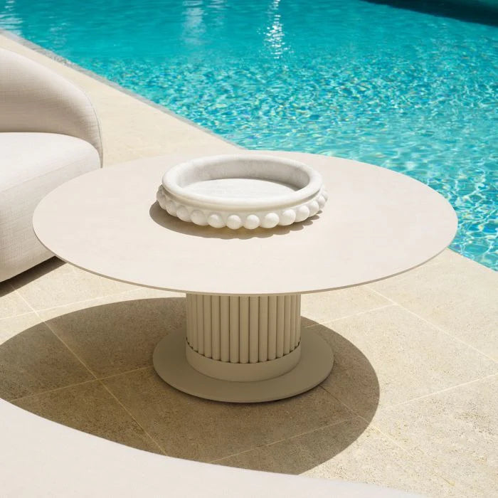 VOLTERRA Cream Ceramic Outdoor Coffee Table