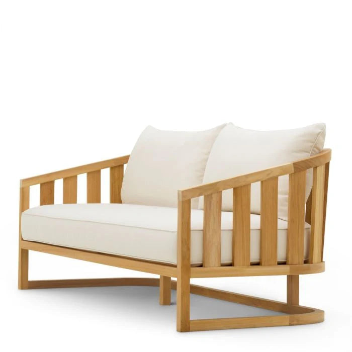 ARUBA Cream Outdoor Sofa with Wooden Base