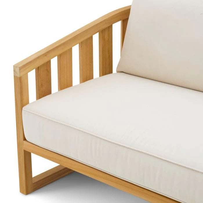 ARUBA Cream Outdoor Sofa with Wooden Base