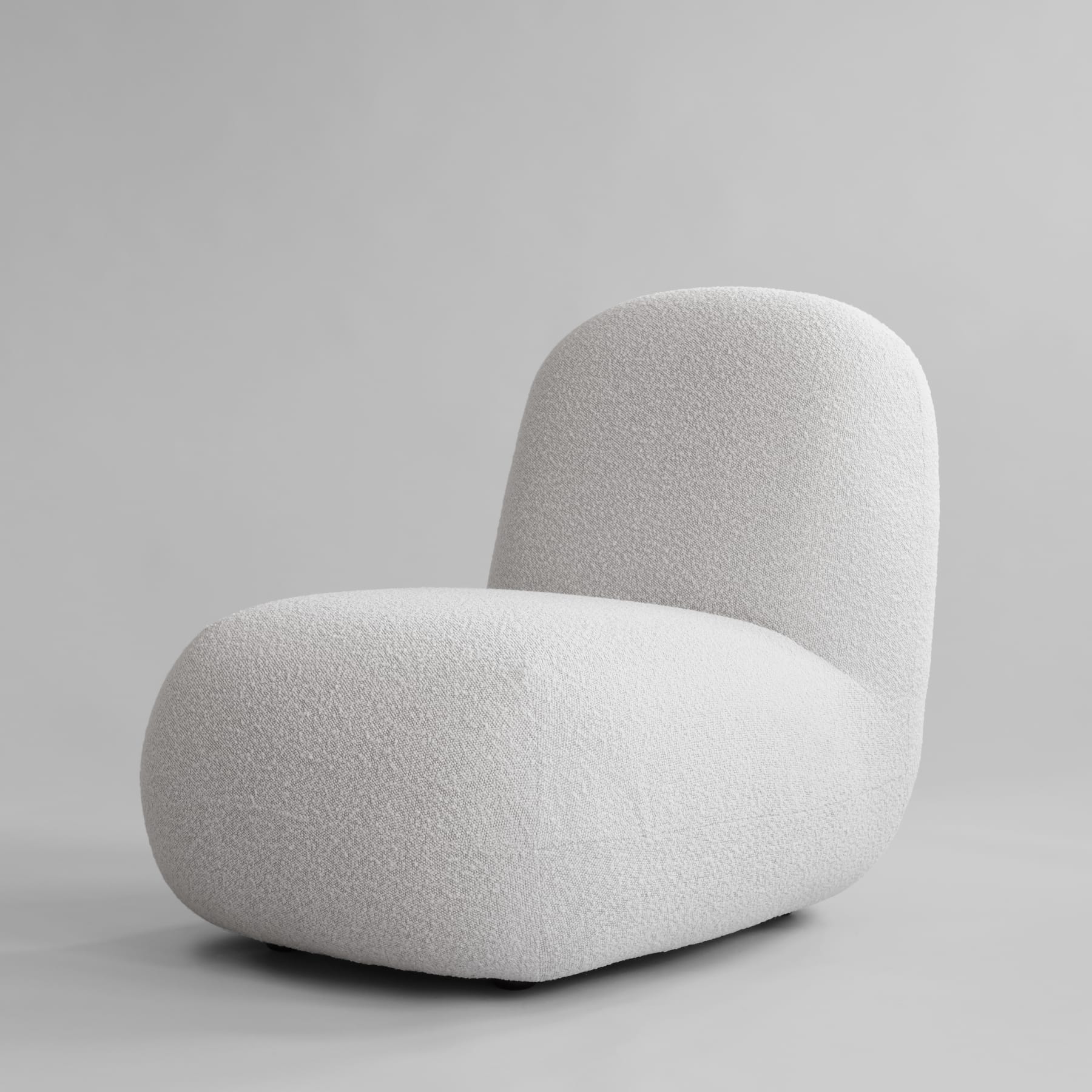 TOE FLAT armloser Sessel Bouclé weiß