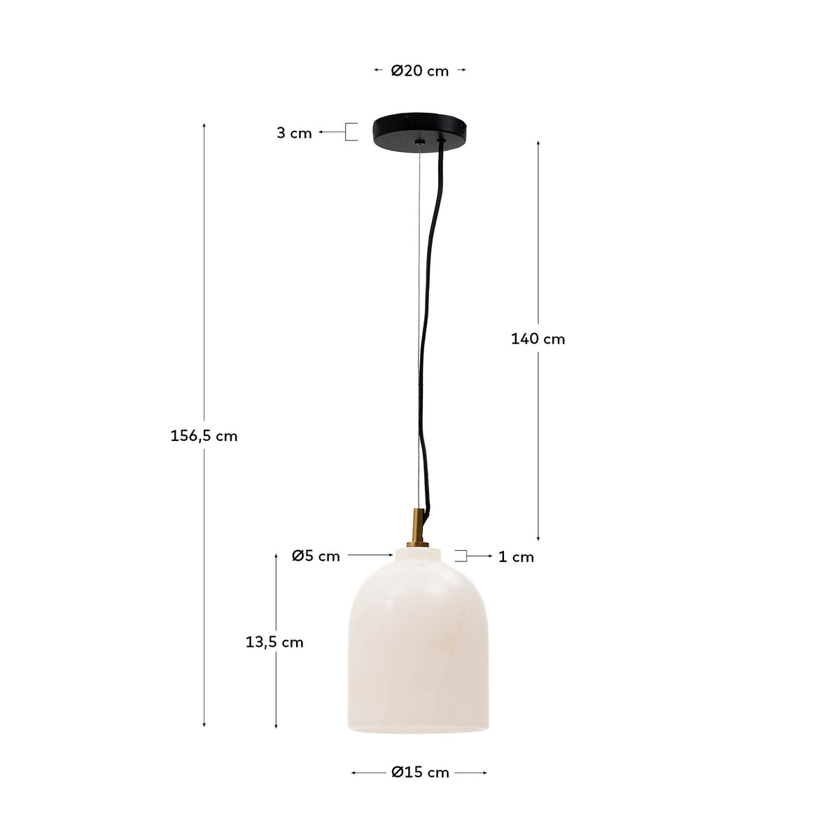 Lampa wisząca SHENLI alabaster – wymiary