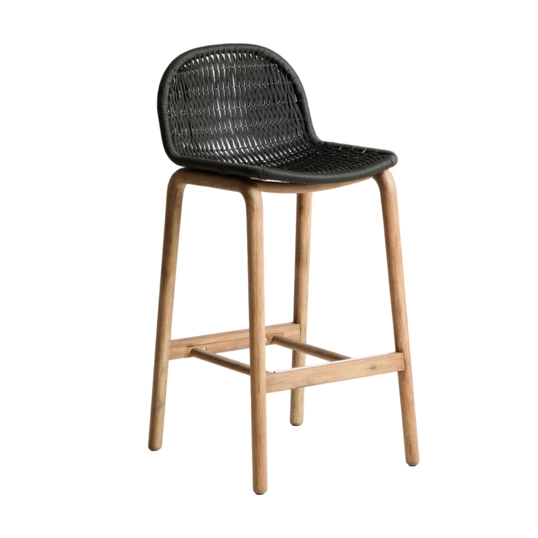 ALIPA Dark Gray Outdoor Bar Chair with Acacia Wood