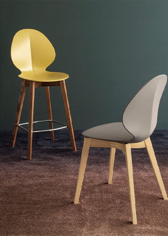 BASIL bar stool taupe seat with dark wooden base