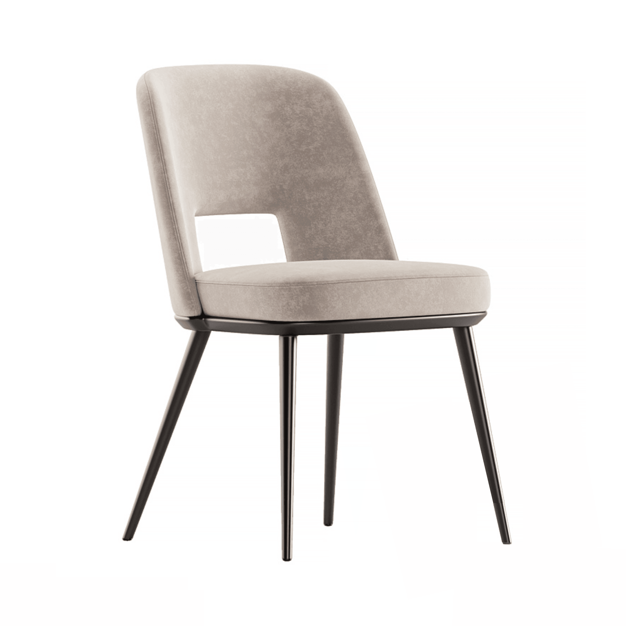 Krzesło aksamitne FOYER kremowy z metalową podstawą Calligaris matowy brąz Eye on Design