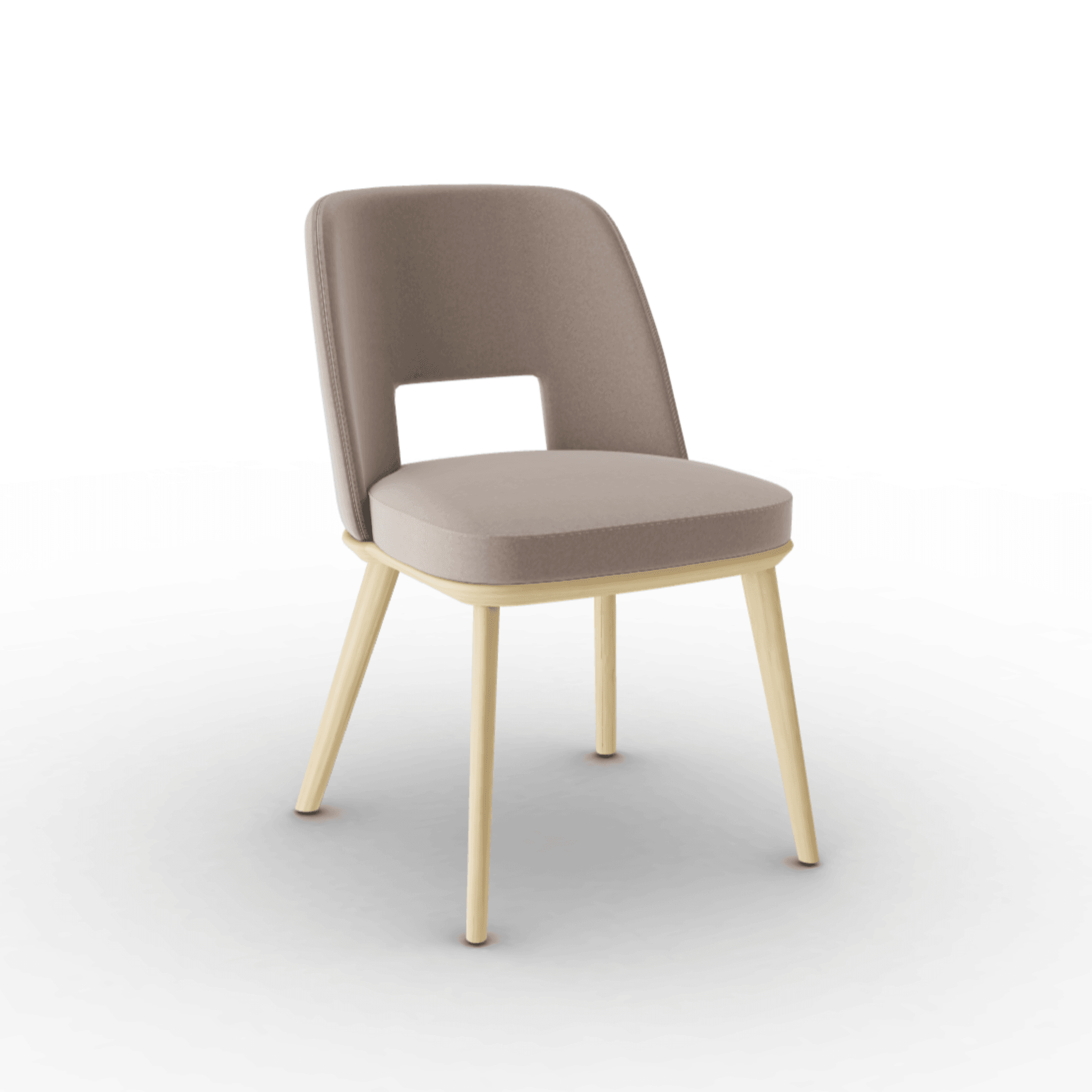 Krzesło aksamitne FOYER piaskowy z drewnianą podstawą Calligaris naturalny dąb Eye on Design