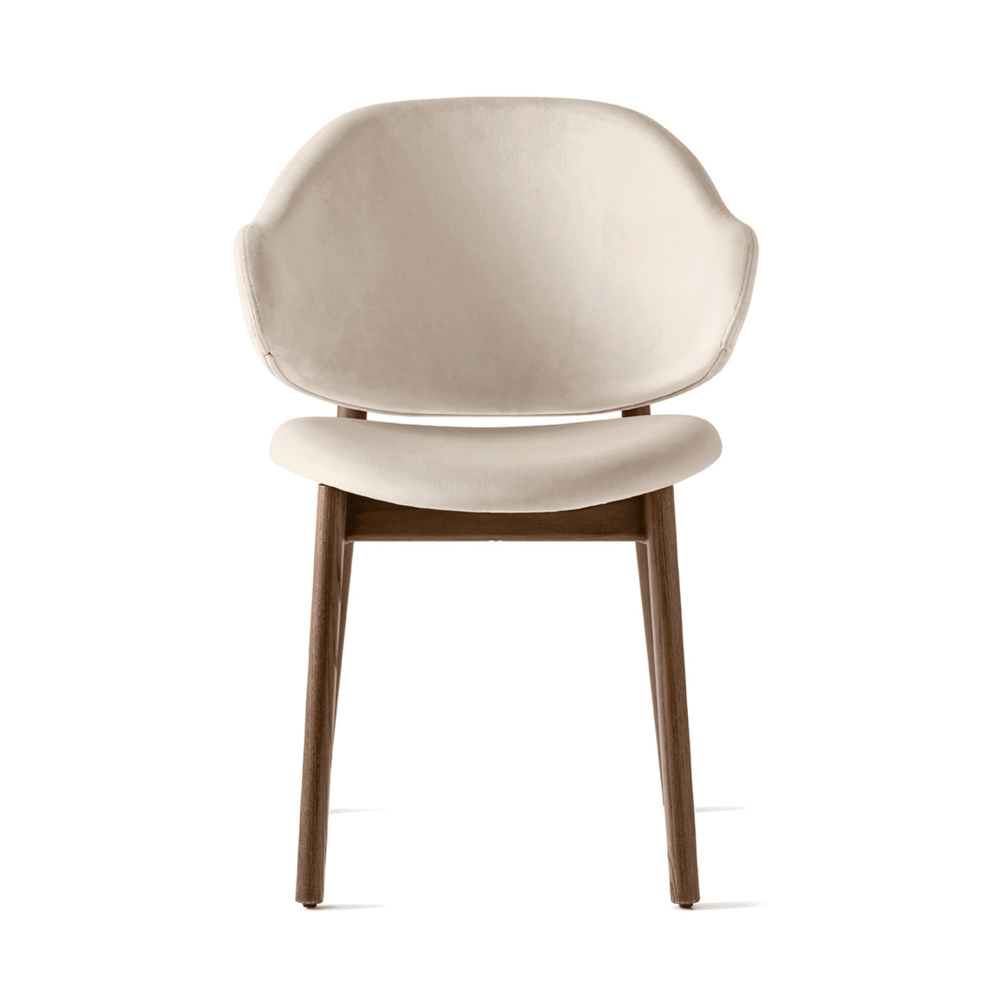 Krzesło aksamitne HOLLY kremowy z drewnianą podstawą Calligaris ciemnobrązowa Eye on Design