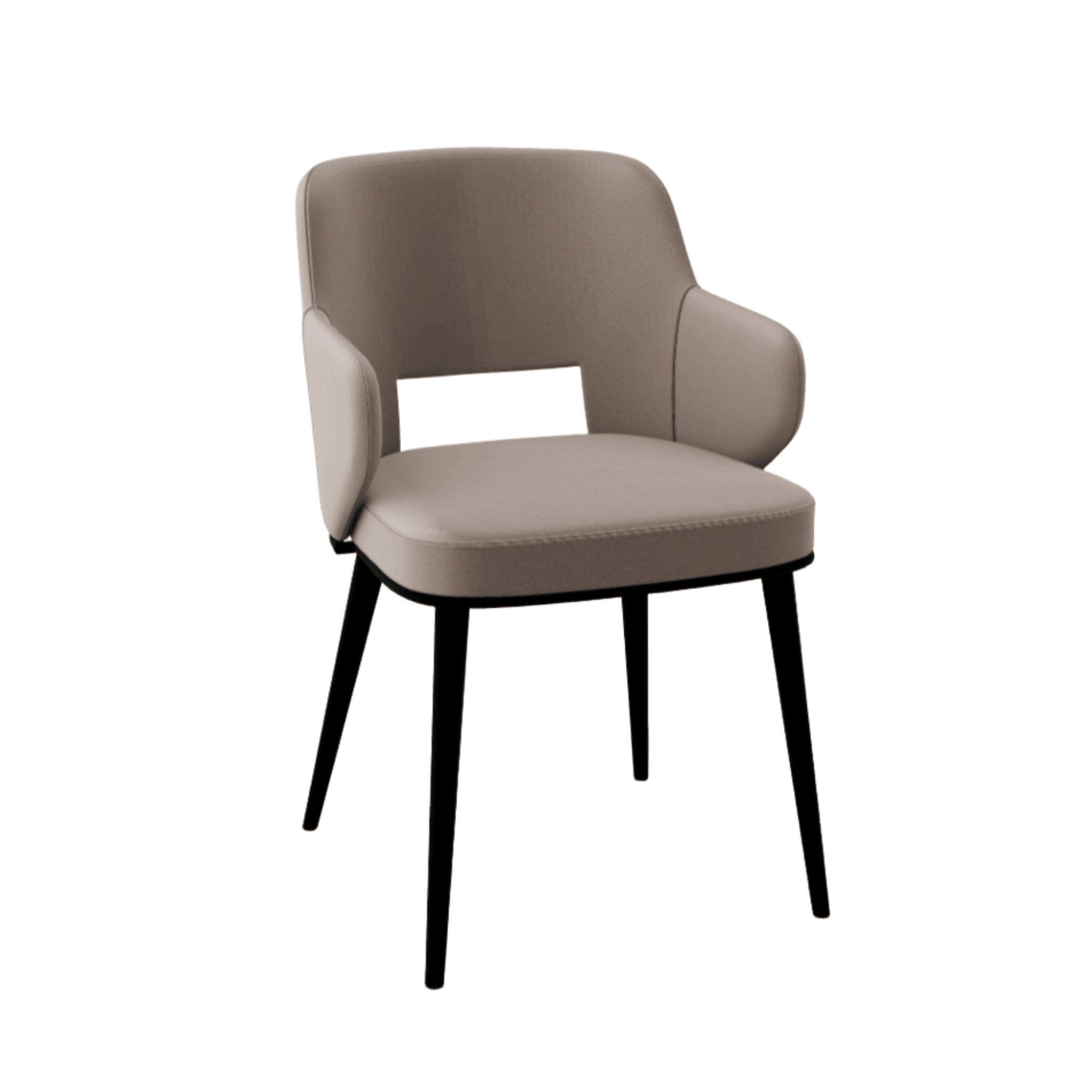 Krzesło aksamitne z podłokietnikami FOYER piaskowy z metalową podstawą Calligaris matowa czerń Eye on Design