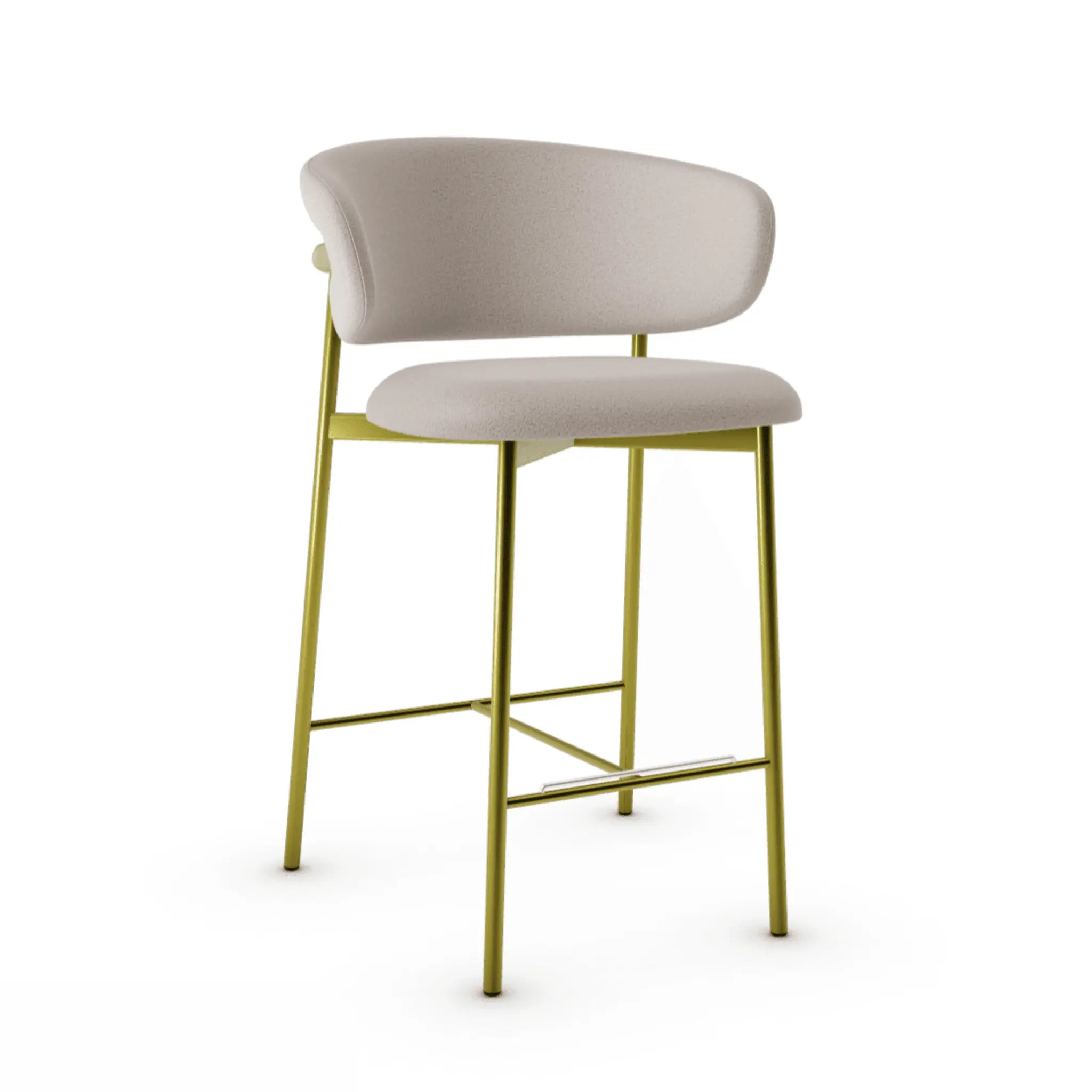 Krzesło barowe OLEANDRO boucle jasnobrązowy z metalową podstawą Calligaris metalowa matowy mosiądz Eye on Design