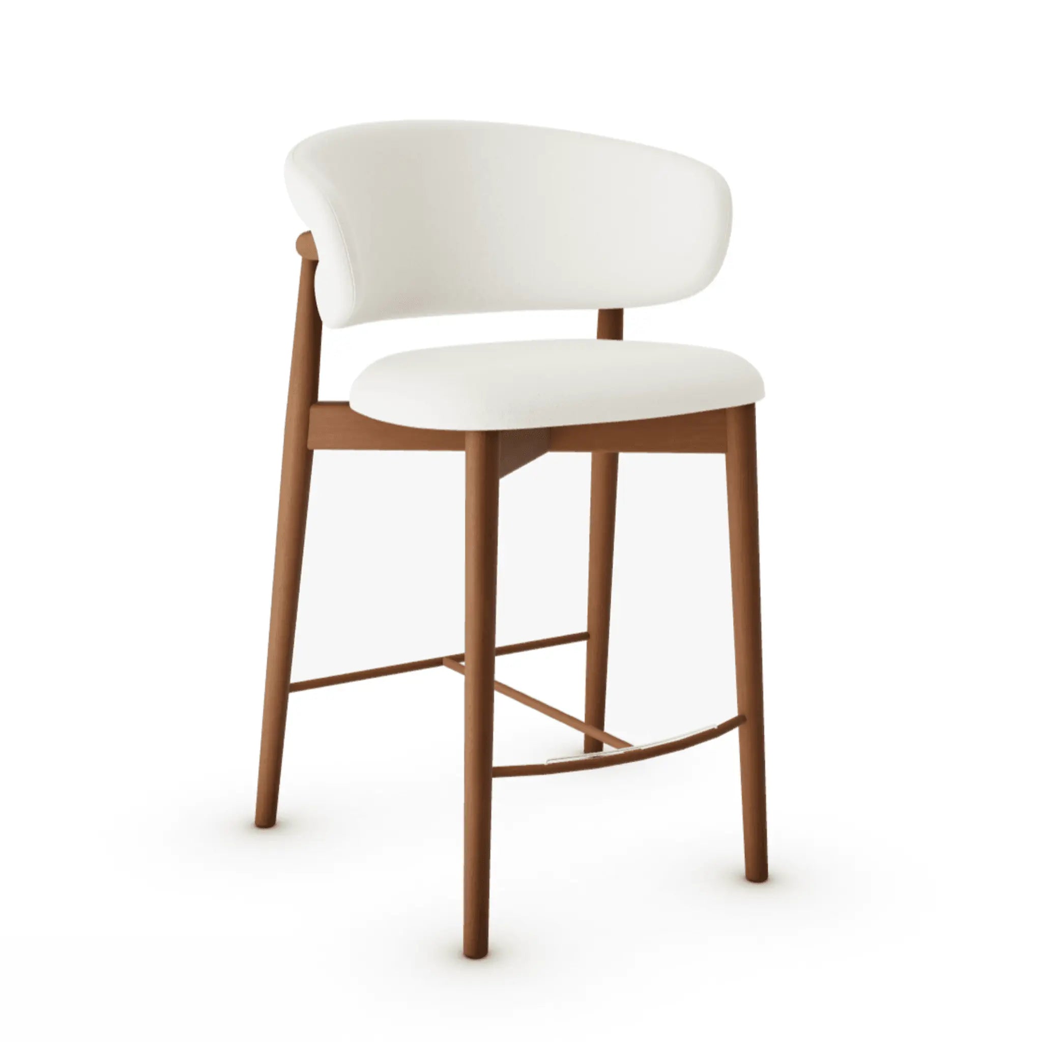 Krzesło barowe OLEANDRO boucle kremowy z drewnianą podstawą Calligaris orzech włoski Eye on Design