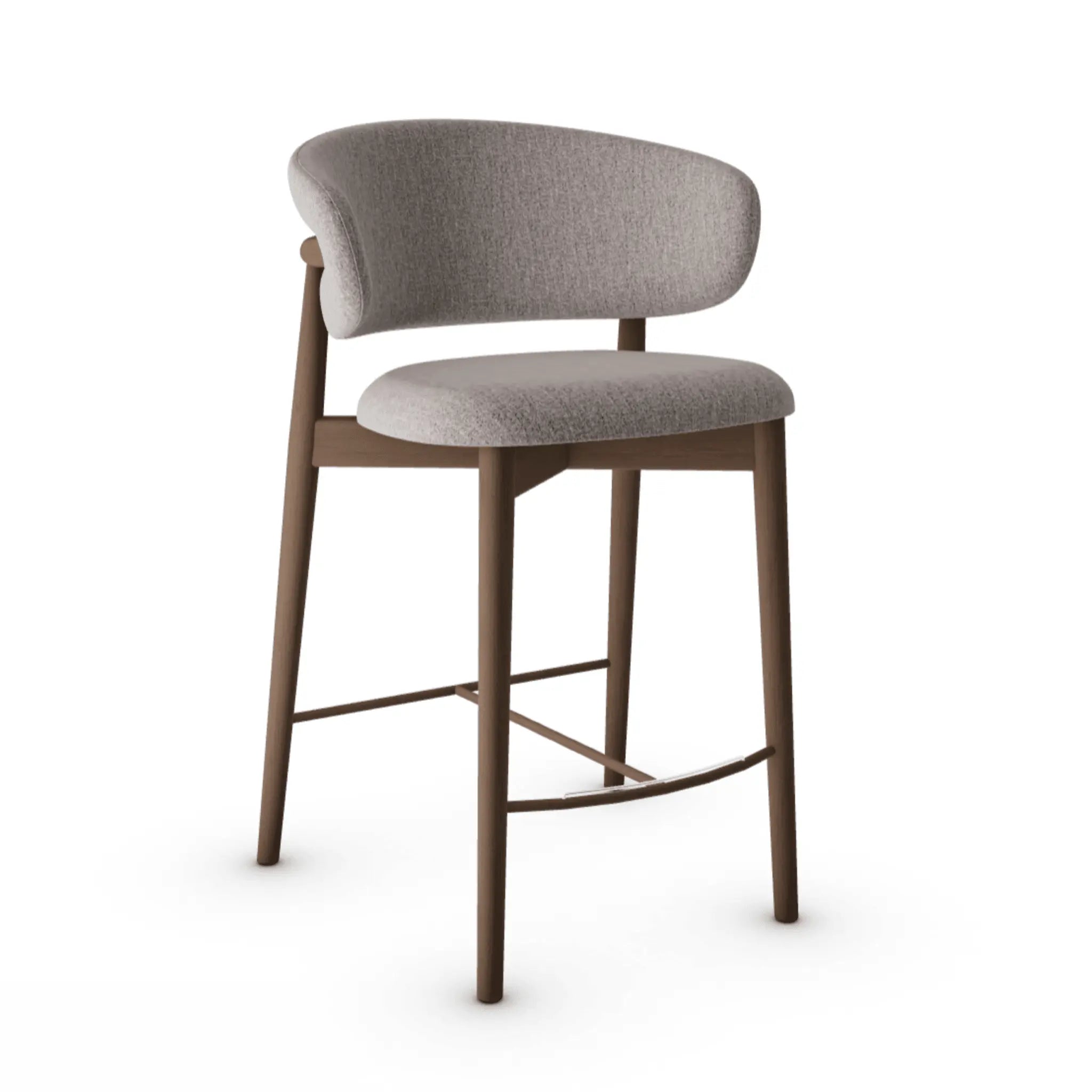 Krzesło barowe OLEANDRO boucle taupe z drewnianą podstawą Calligaris drewniana ciemnobrązowa Eye on Design