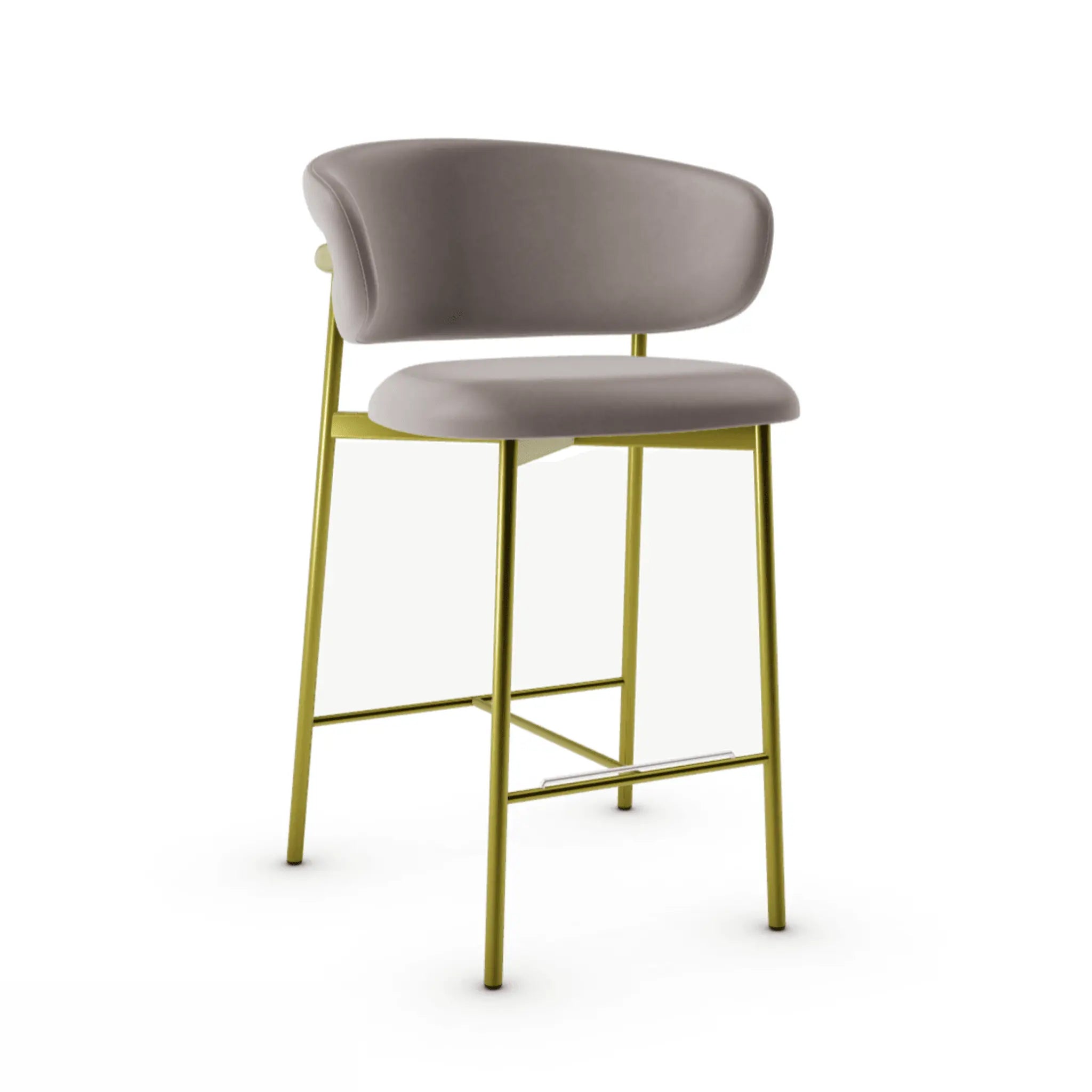 Krzesło barowe OLEANDRO ciemnobeżowa ekoskóra z metalową podstawą Calligaris metalowa matowy mosiądz Eye on Design