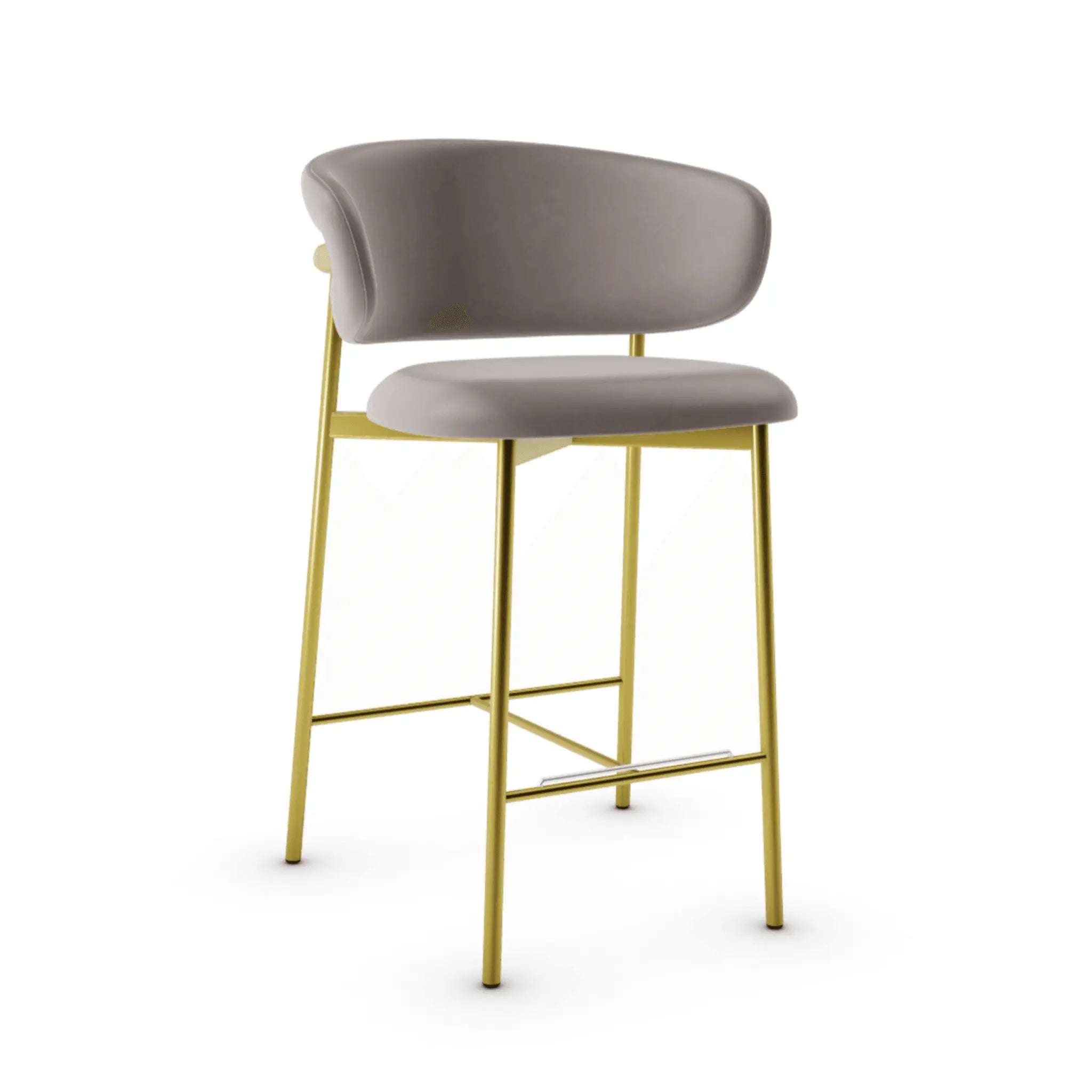 Krzesło barowe OLEANDRO ciemnobeżowa ekoskóra z metalową podstawą Calligaris metalowa polerowany mosiądz Eye on Design