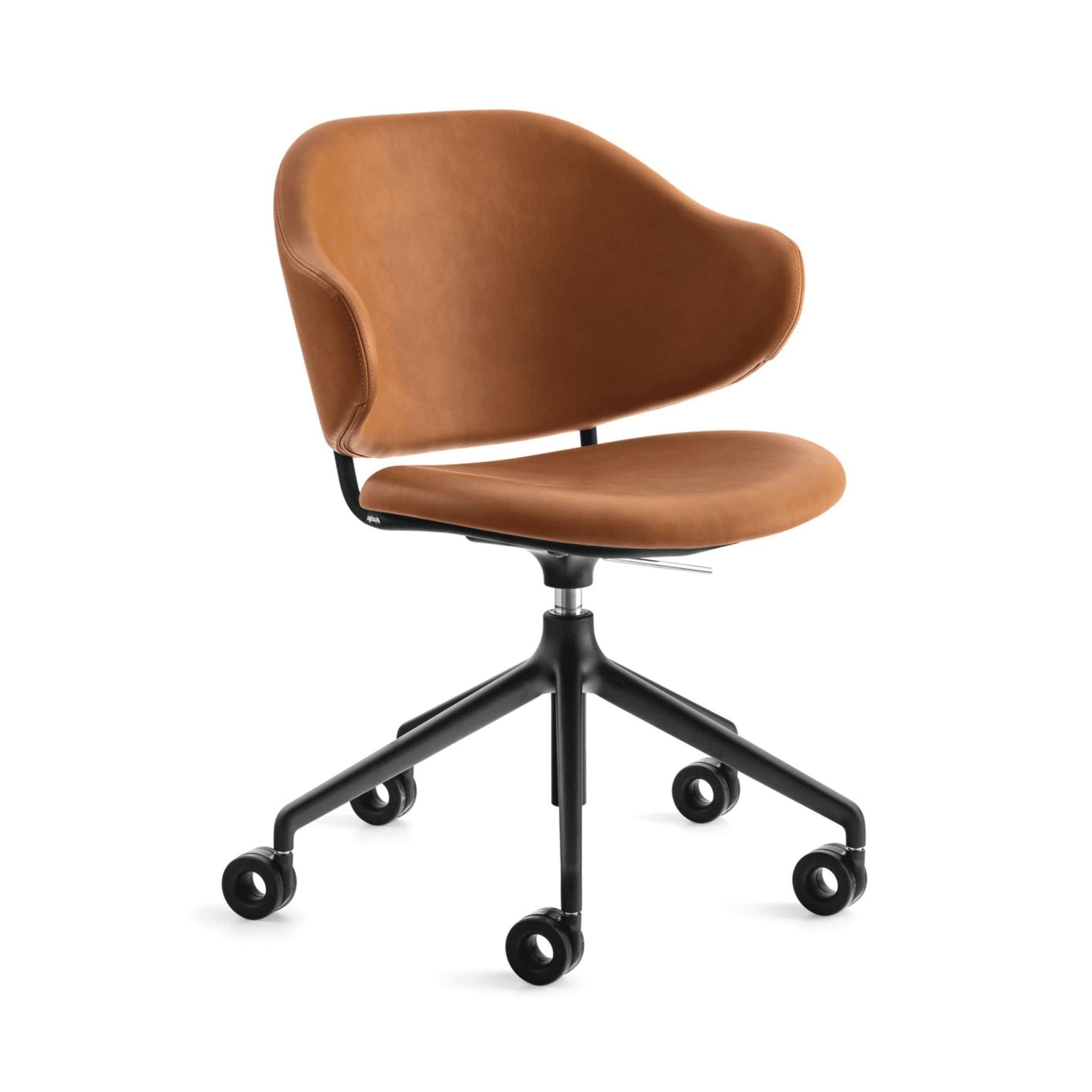 Krzesło biurowe HOLLY koniakowa ekoskóra Calligaris matowa czerń Eye on Design