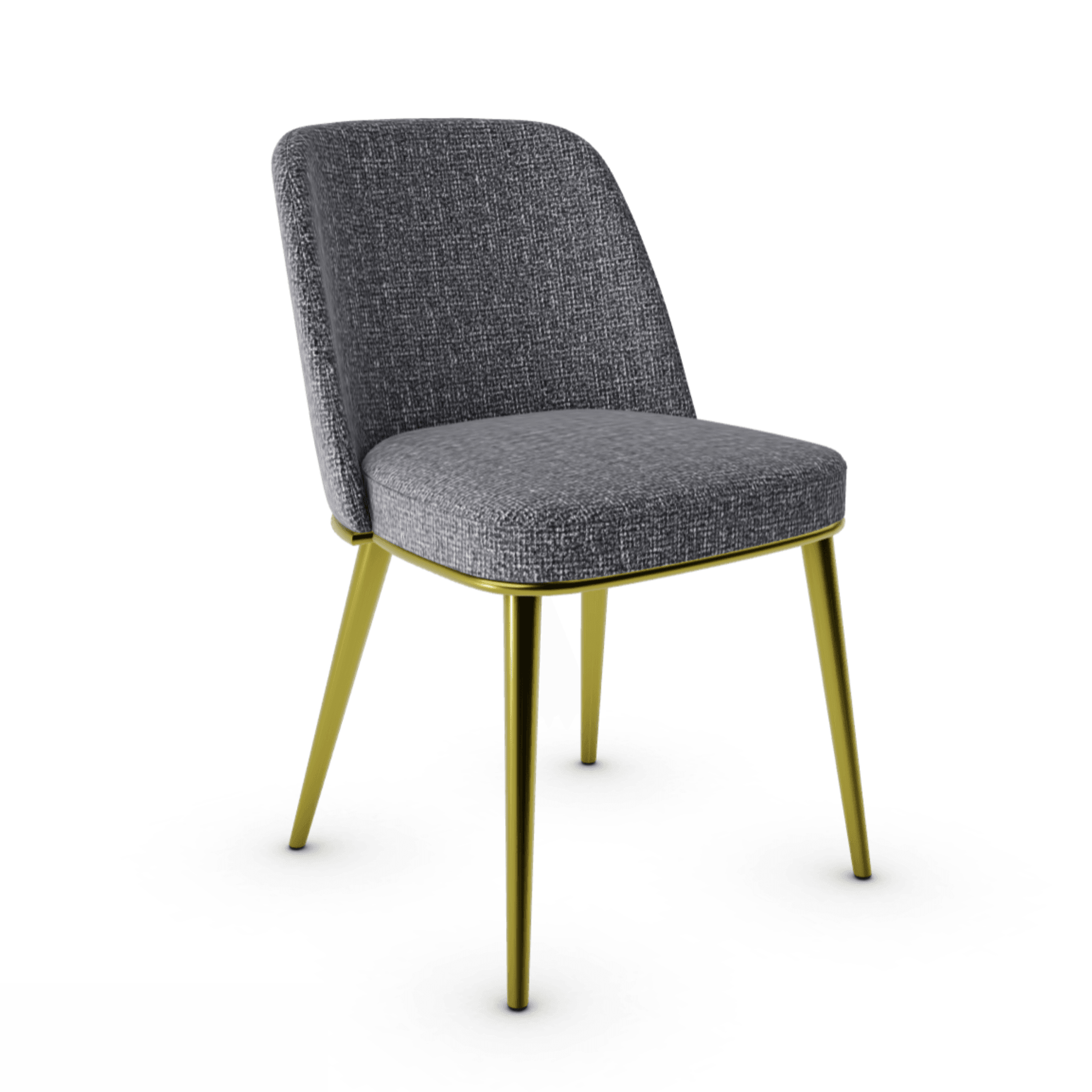 Krzesło FOYER boucle antracyt z metalową podstawą Calligaris metalowa matowy mosiądz Eye on Design