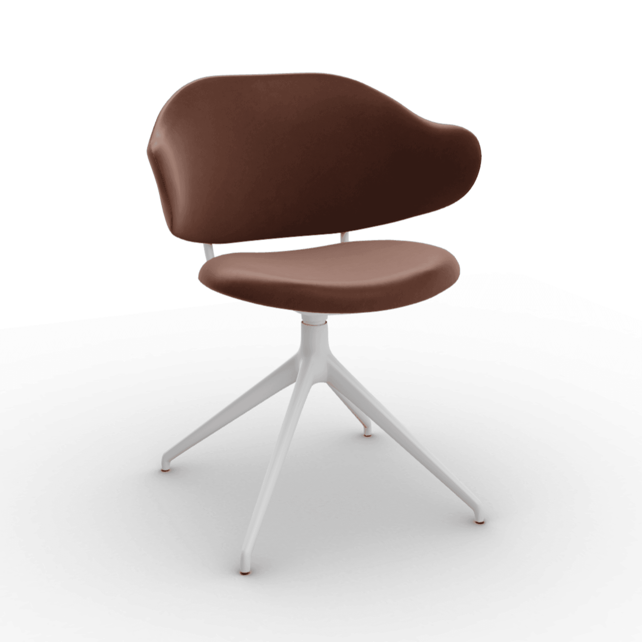 Krzesło obrotowe HOLLY brązowa ekoskóra Calligaris 180° matowa biel Eye on Design