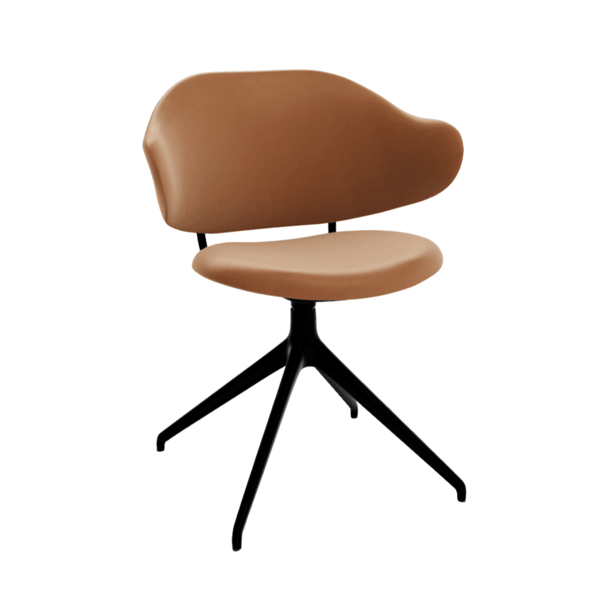 Krzesło obrotowe HOLLY koniakowa ekoskóra Calligaris 180° matowa czerń Eye on Design