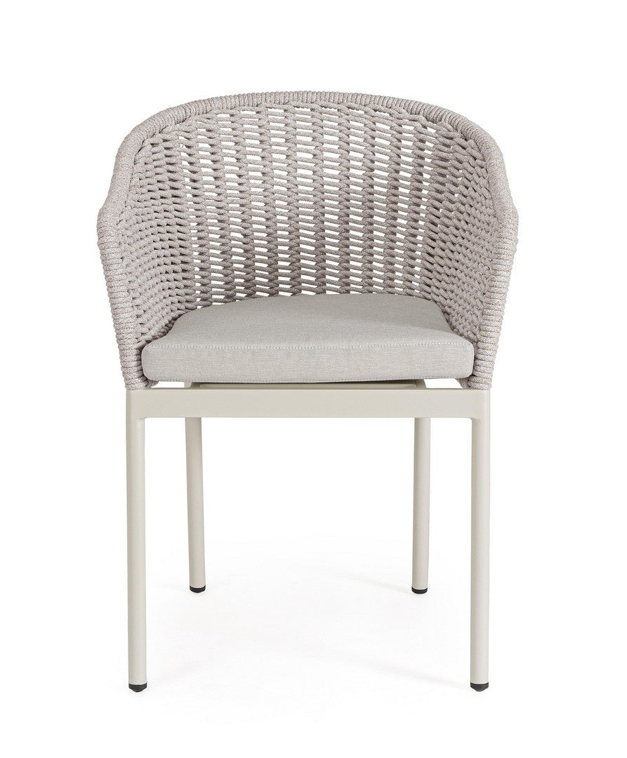 Krzesło zewnętrzne SALINES beżowy z kremową podstawą