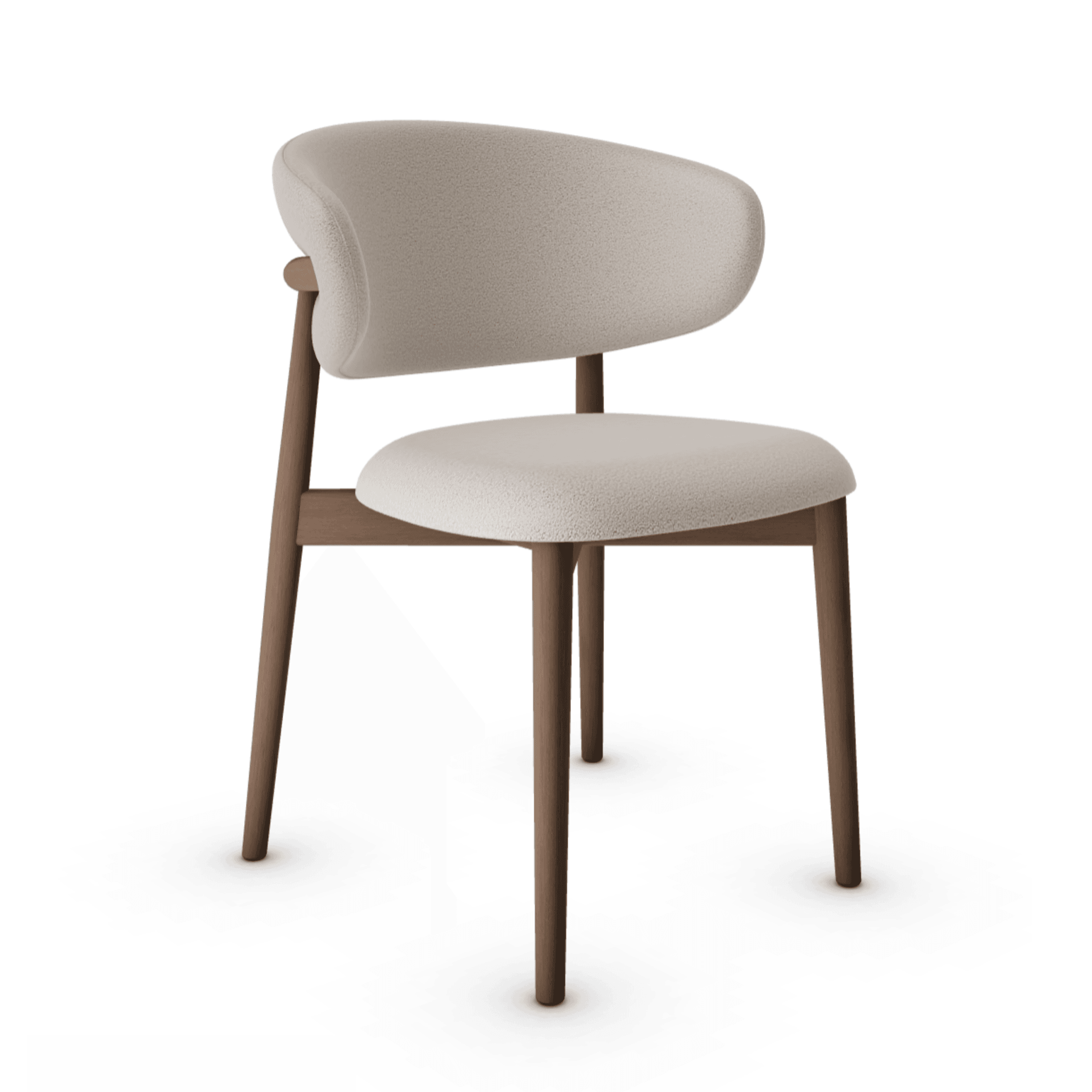 Krzesło OLEANDRO boucle jasnobrązowy z drewnianą podstawą Calligaris ciemnobrązowa Eye on Design