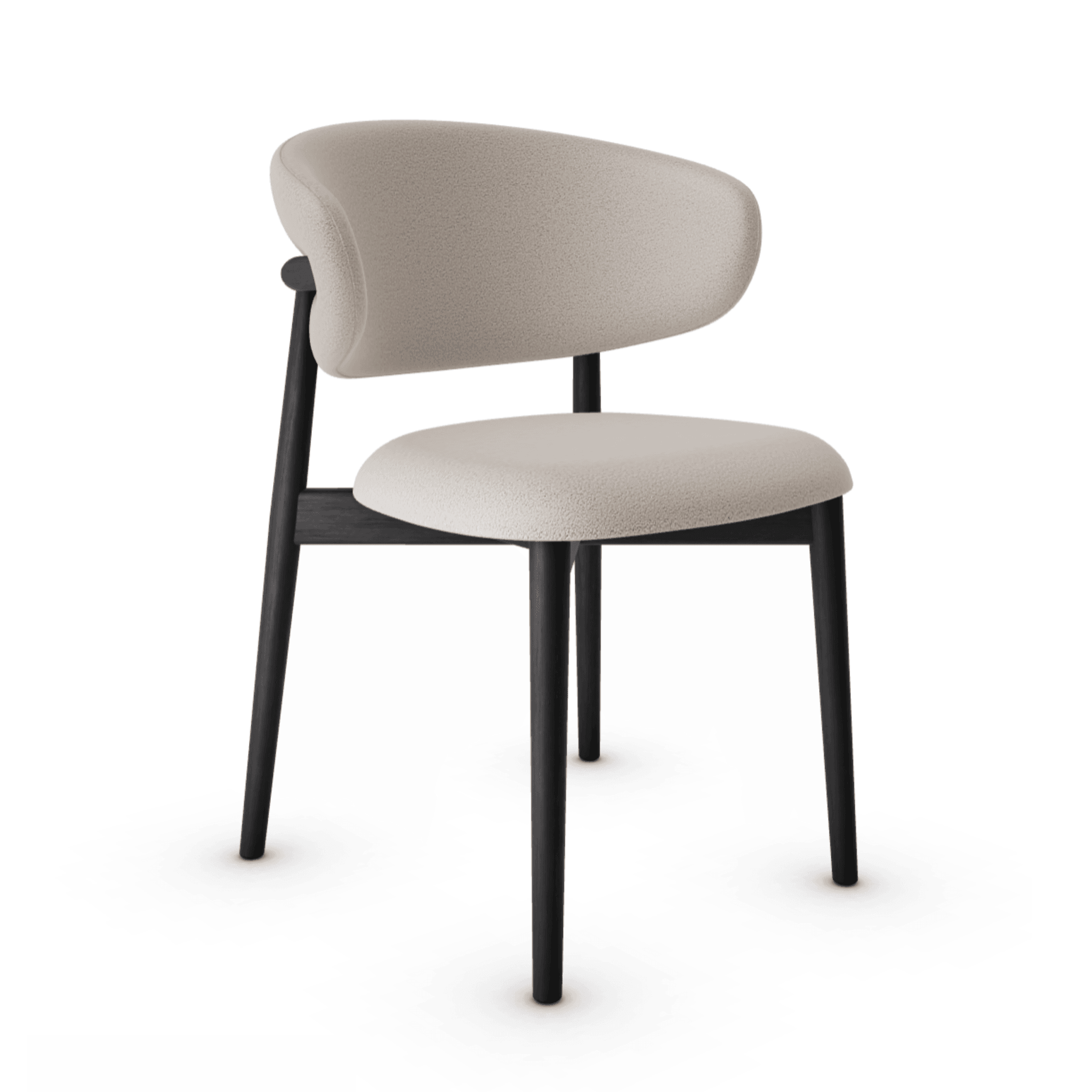 Krzesło OLEANDRO boucle jasnobrązowy z drewnianą podstawą Calligaris matowa czerń Eye on Design